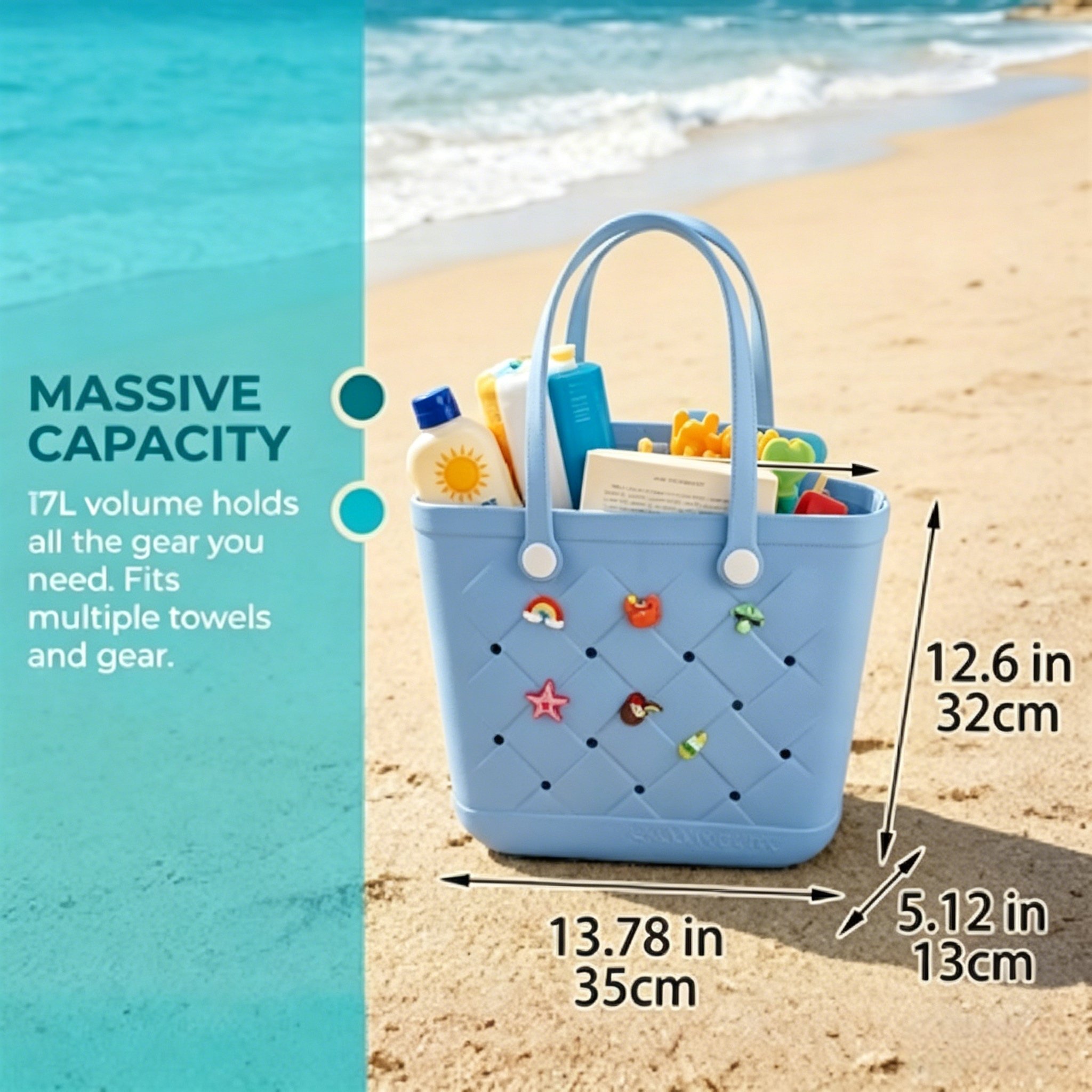 Blue Textured Tote Bag