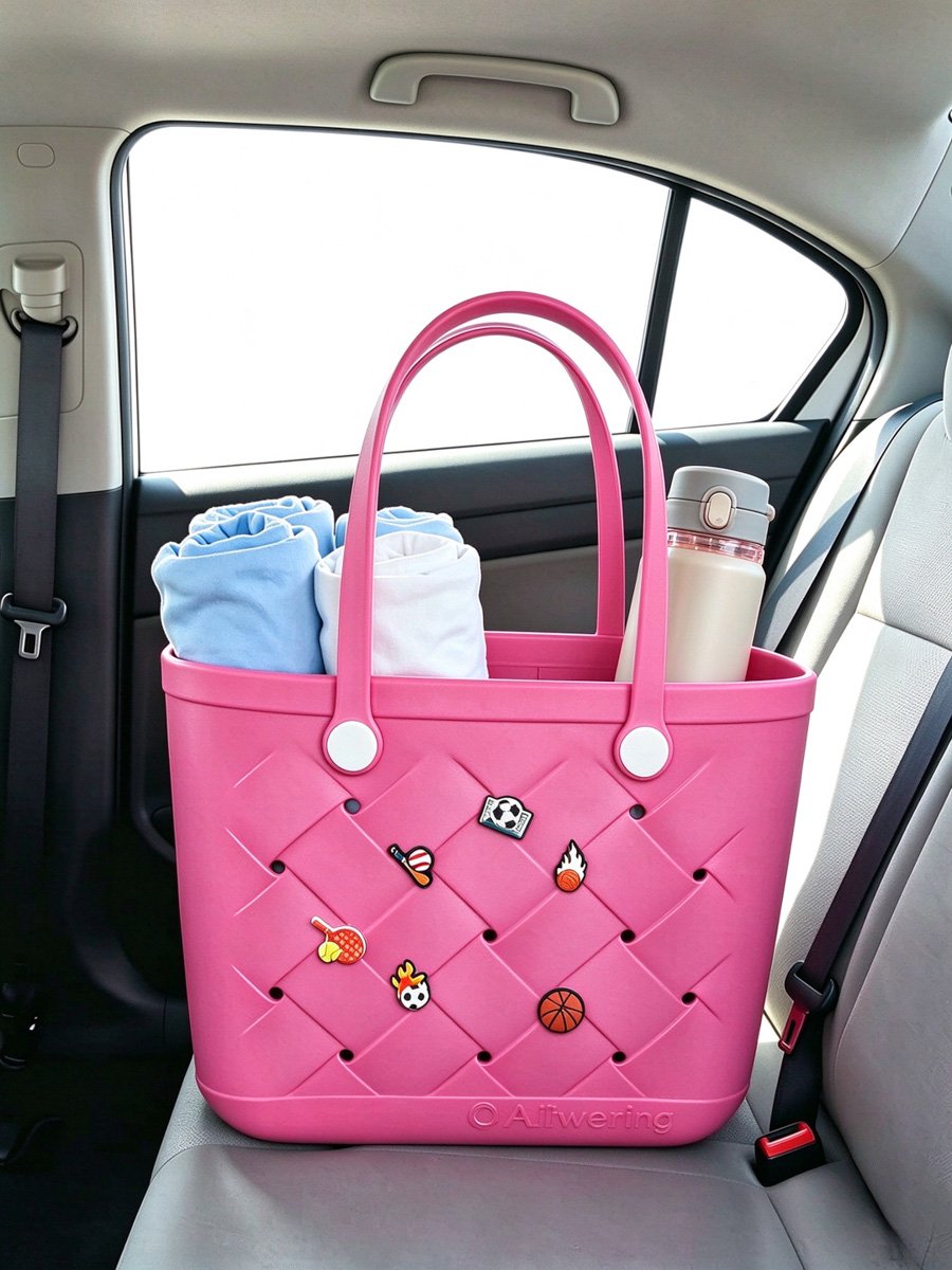 Pink Textured Tote Bag