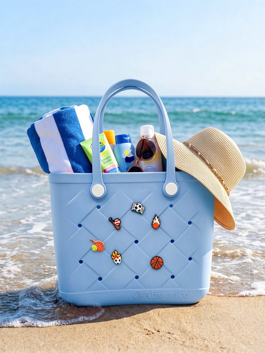 Blue Textured Tote Bag