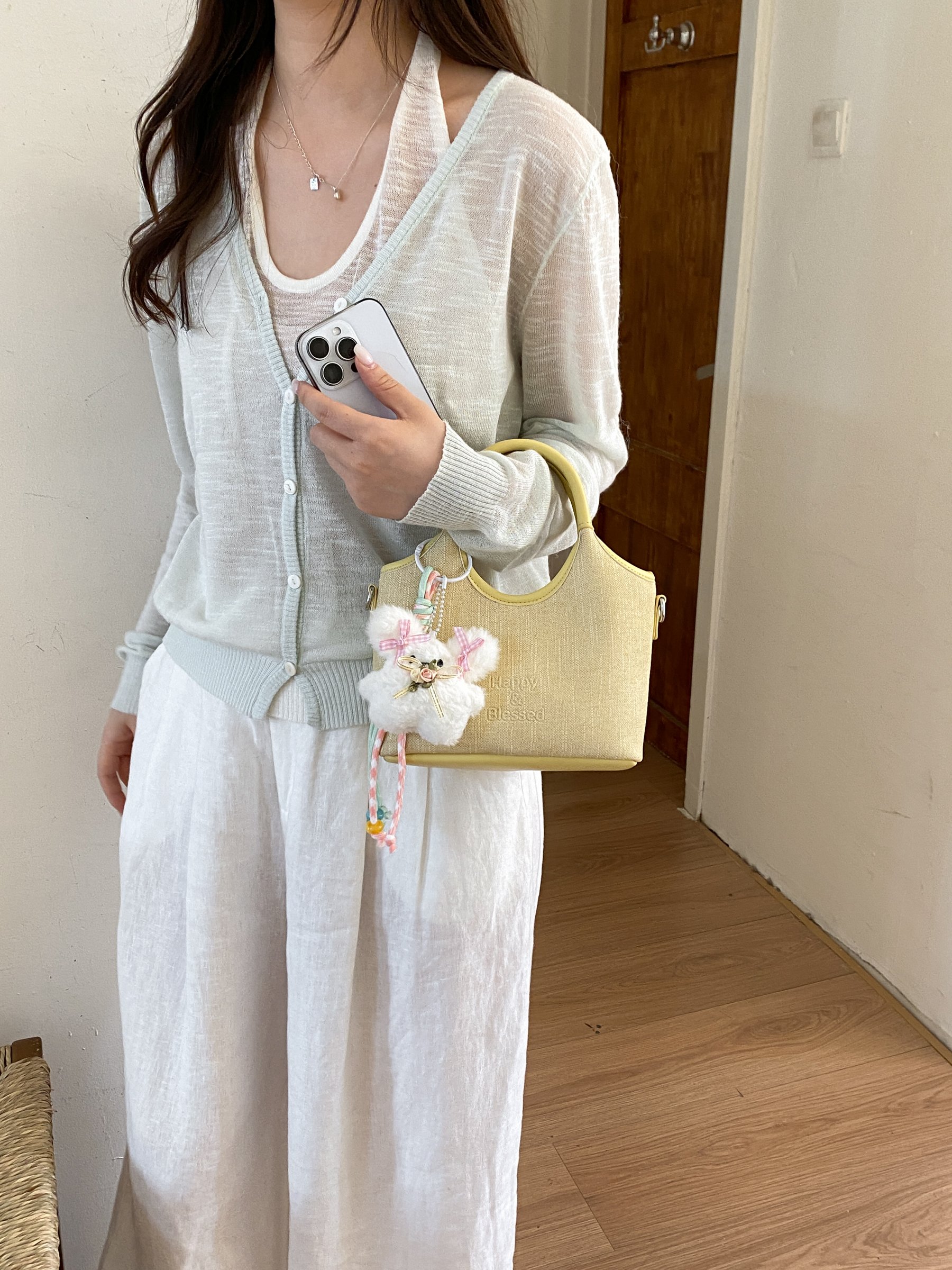 Yellow Handbag with Top Handle