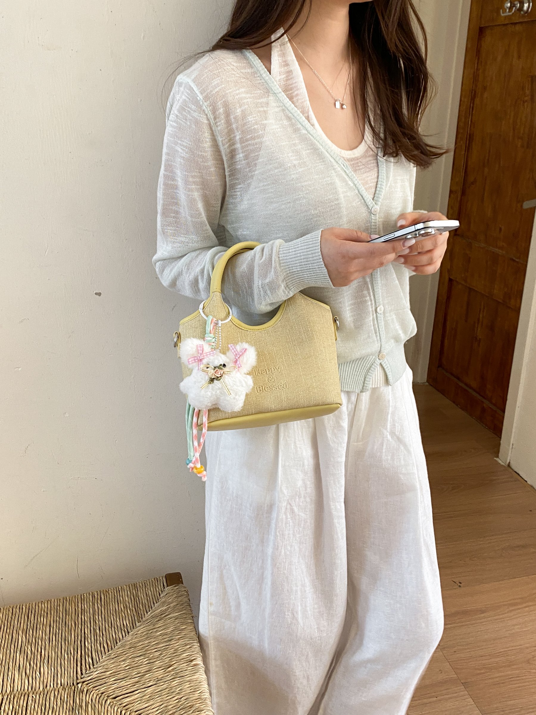 Yellow Handbag with Top Handle