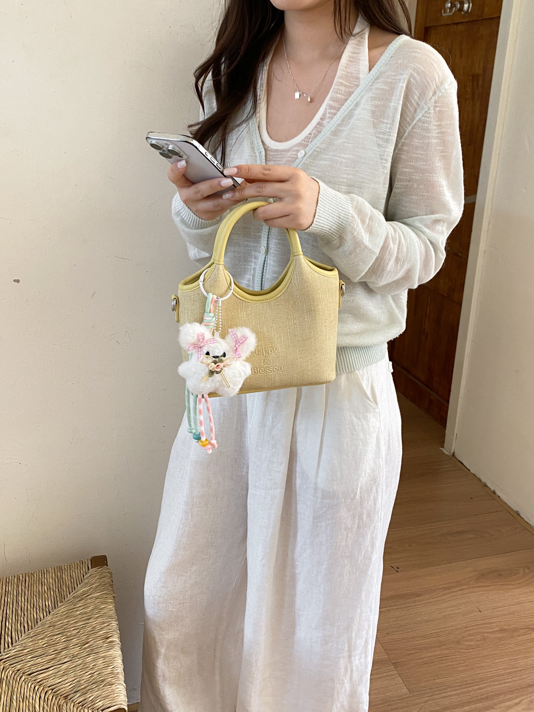 Yellow Handbag with Top Handle