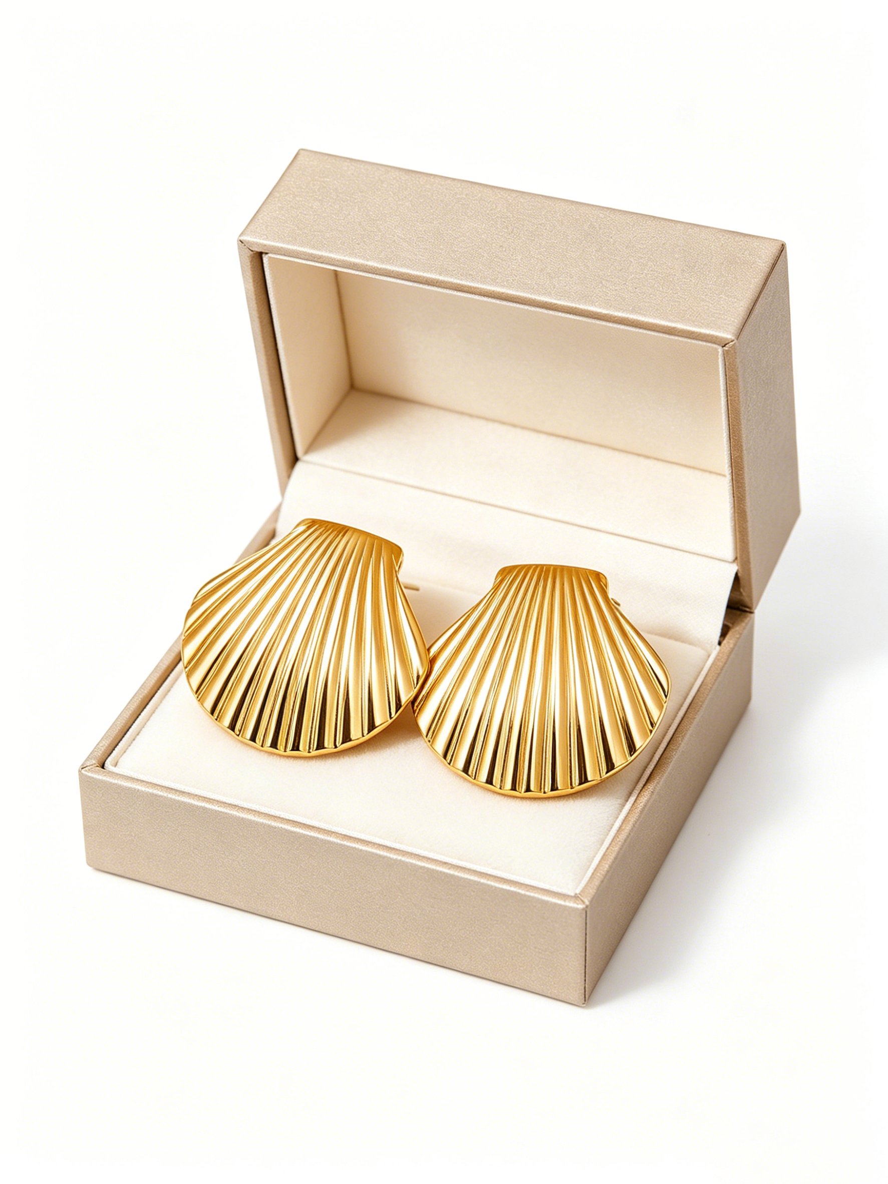 Gold Tone Shell Stud Earrings