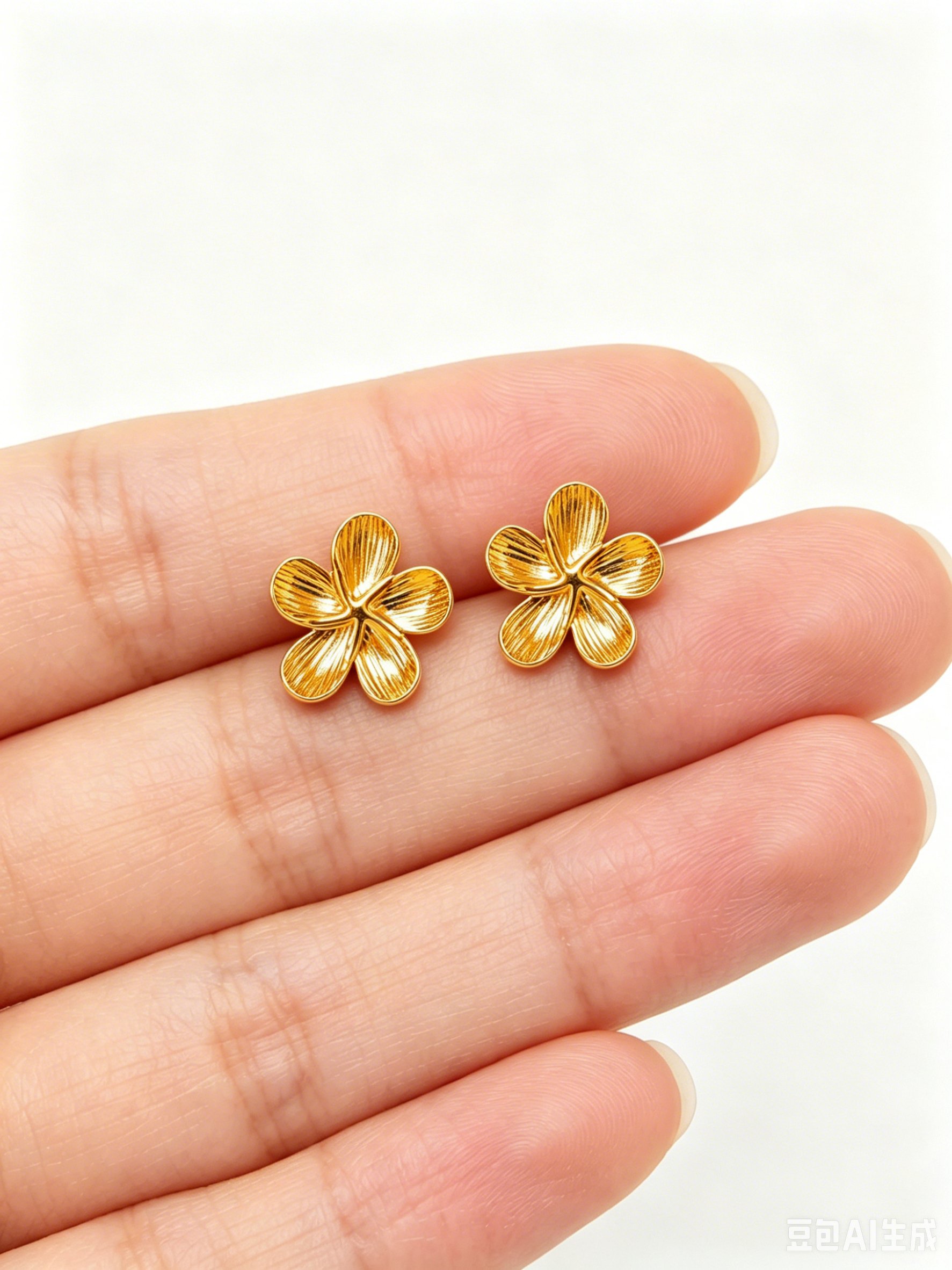 Gold Tone Flower Stud Earrings