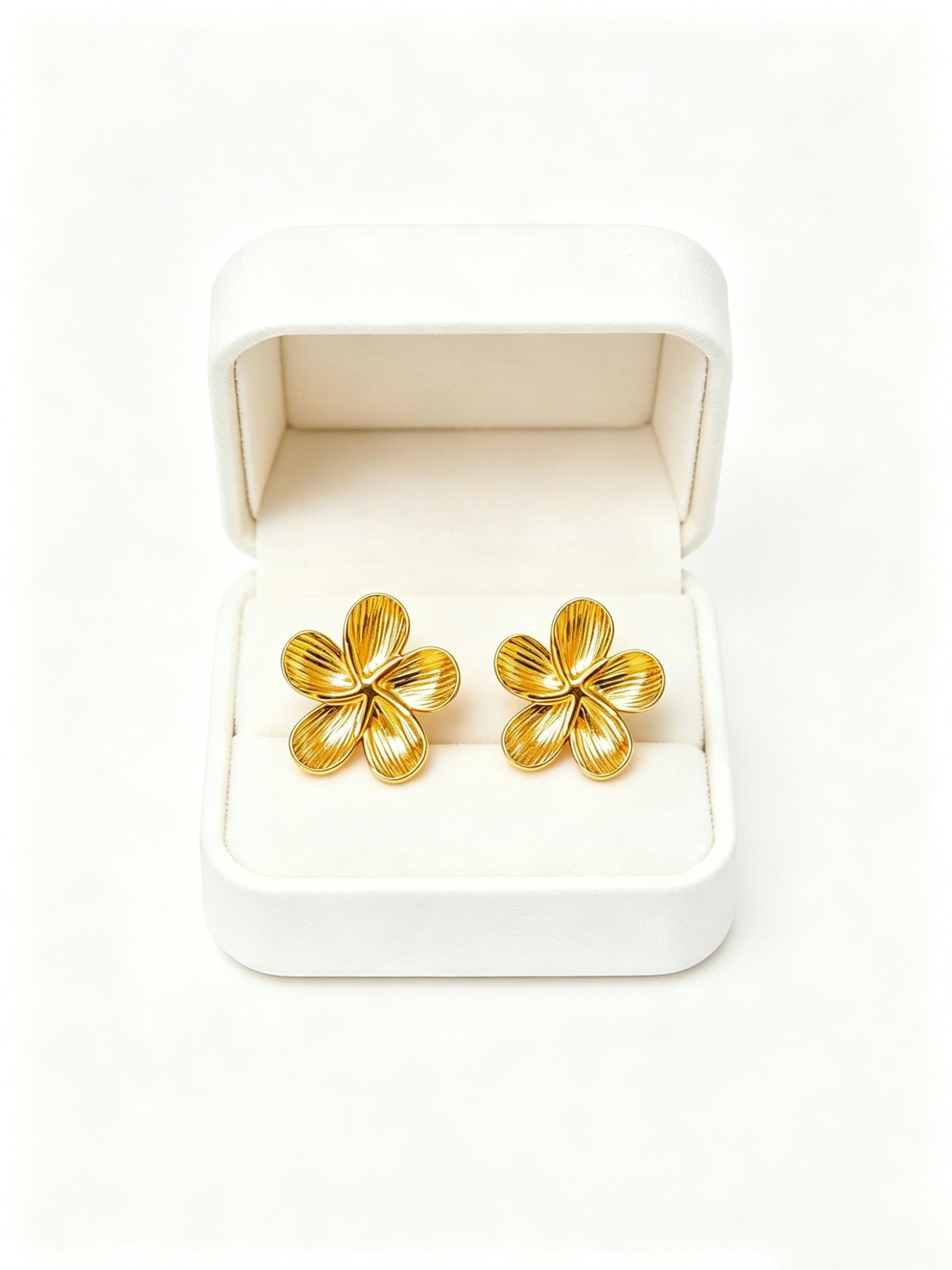 Gold Tone Flower Stud Earrings