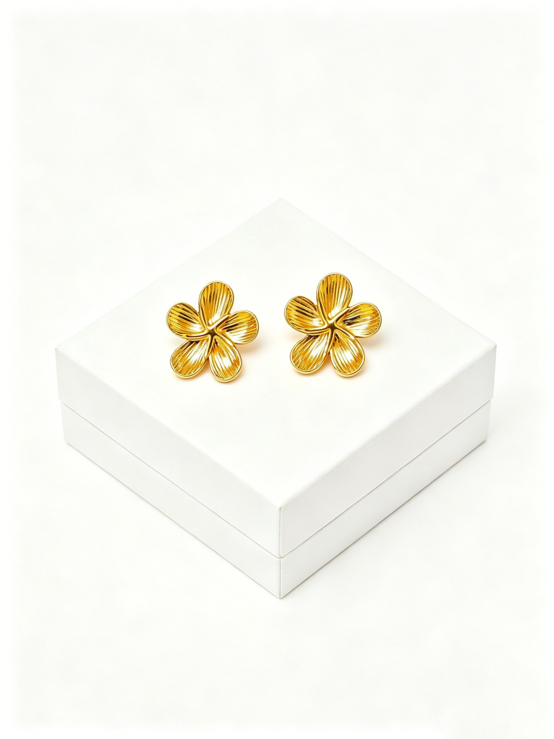 Gold Tone Flower Stud Earrings