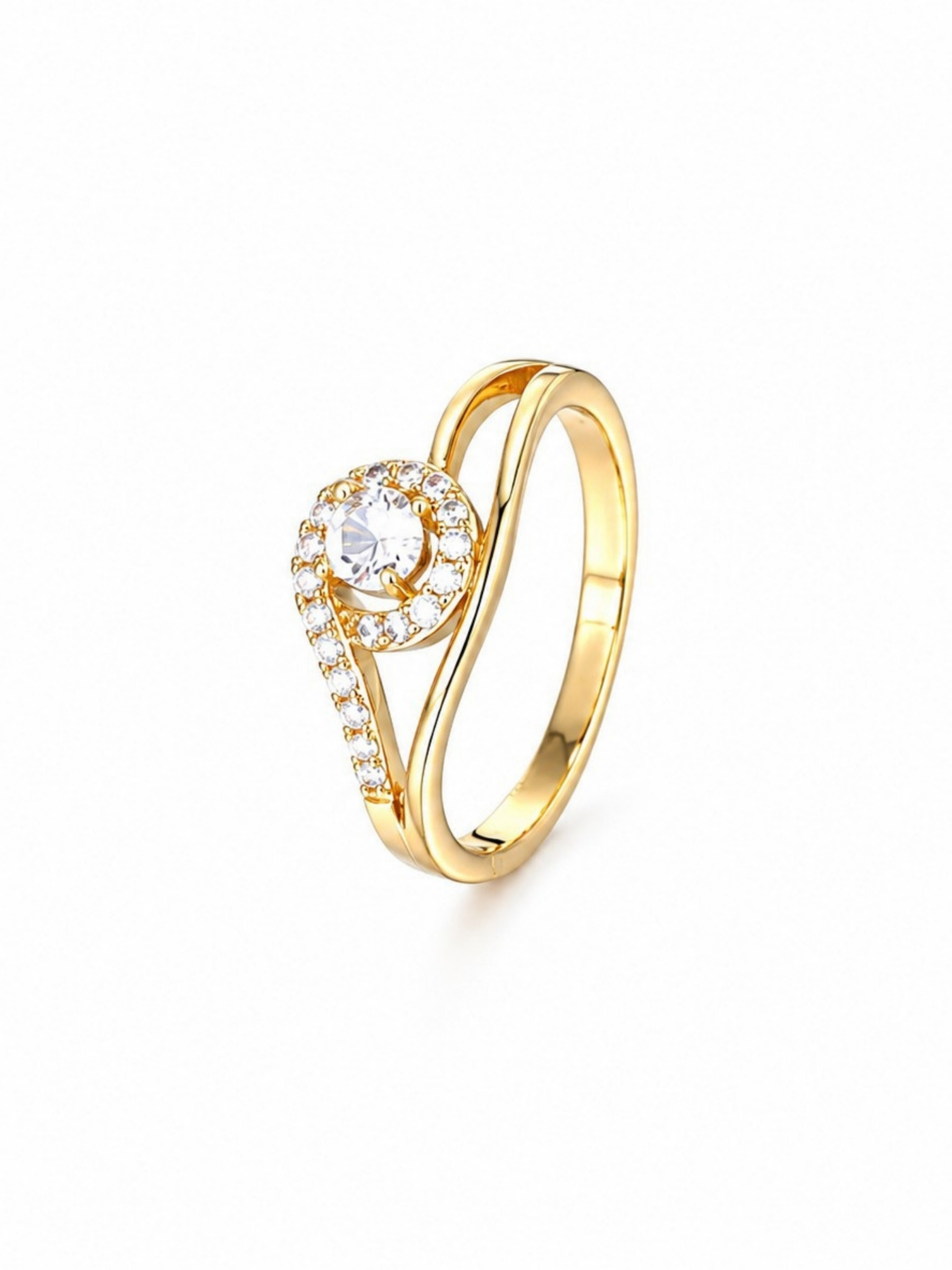 18K Gold-Plated Cubic Zirconia Copper Ring