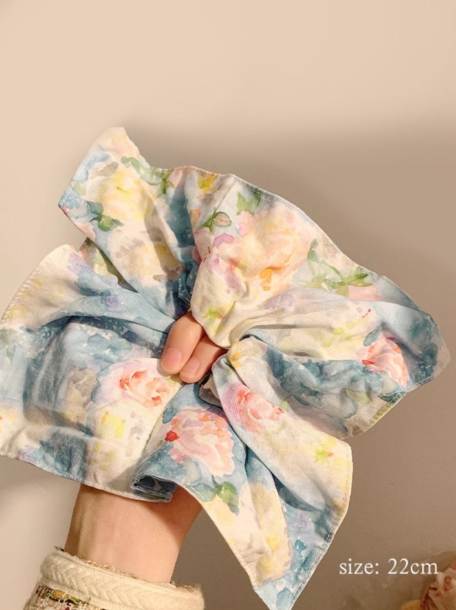 Floral Print Oversized Square Scrunchie, 22cm