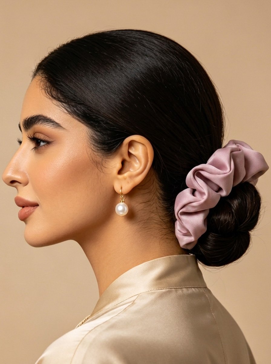 Dusty Pink Silky Satin Large Scrunchie, 14cm