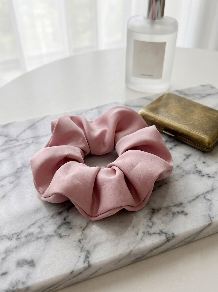 Dusty Pink Silky Satin Large Scrunchie, 14cm