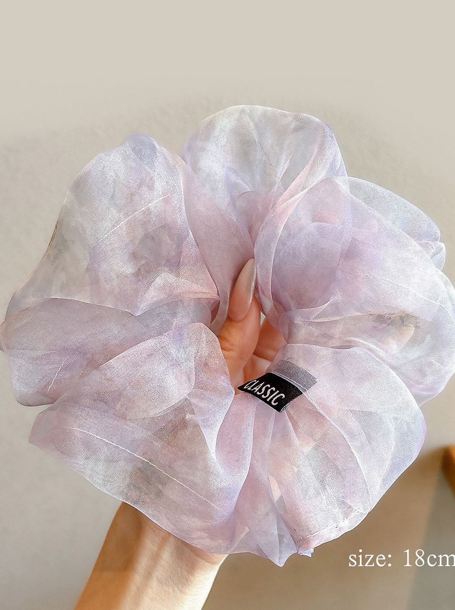 Sheer Light Purple Organza Tulle Scrunchie, 18cm