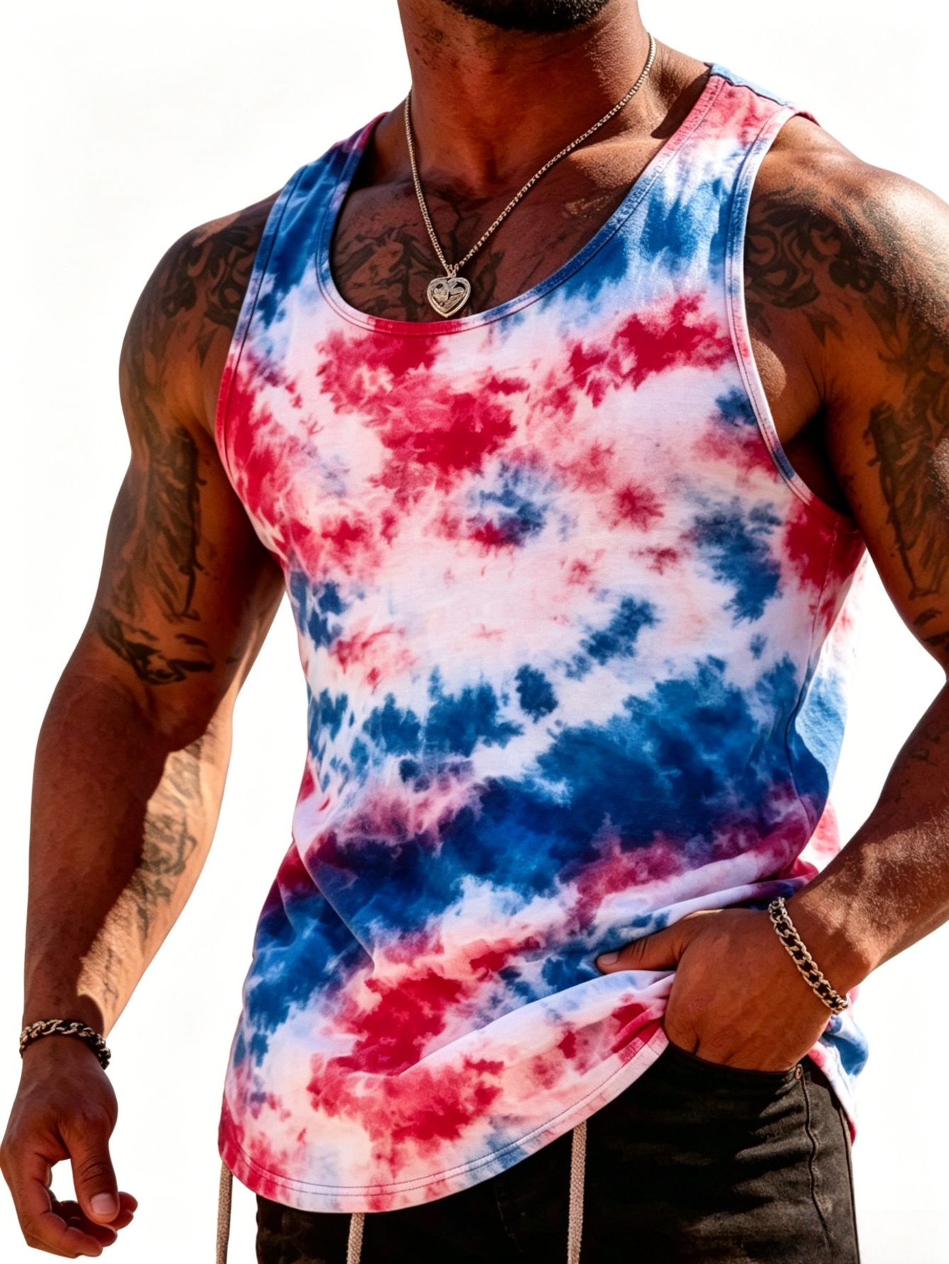 Pack of 3 - Abstract Tie-Dye Print Tank Top