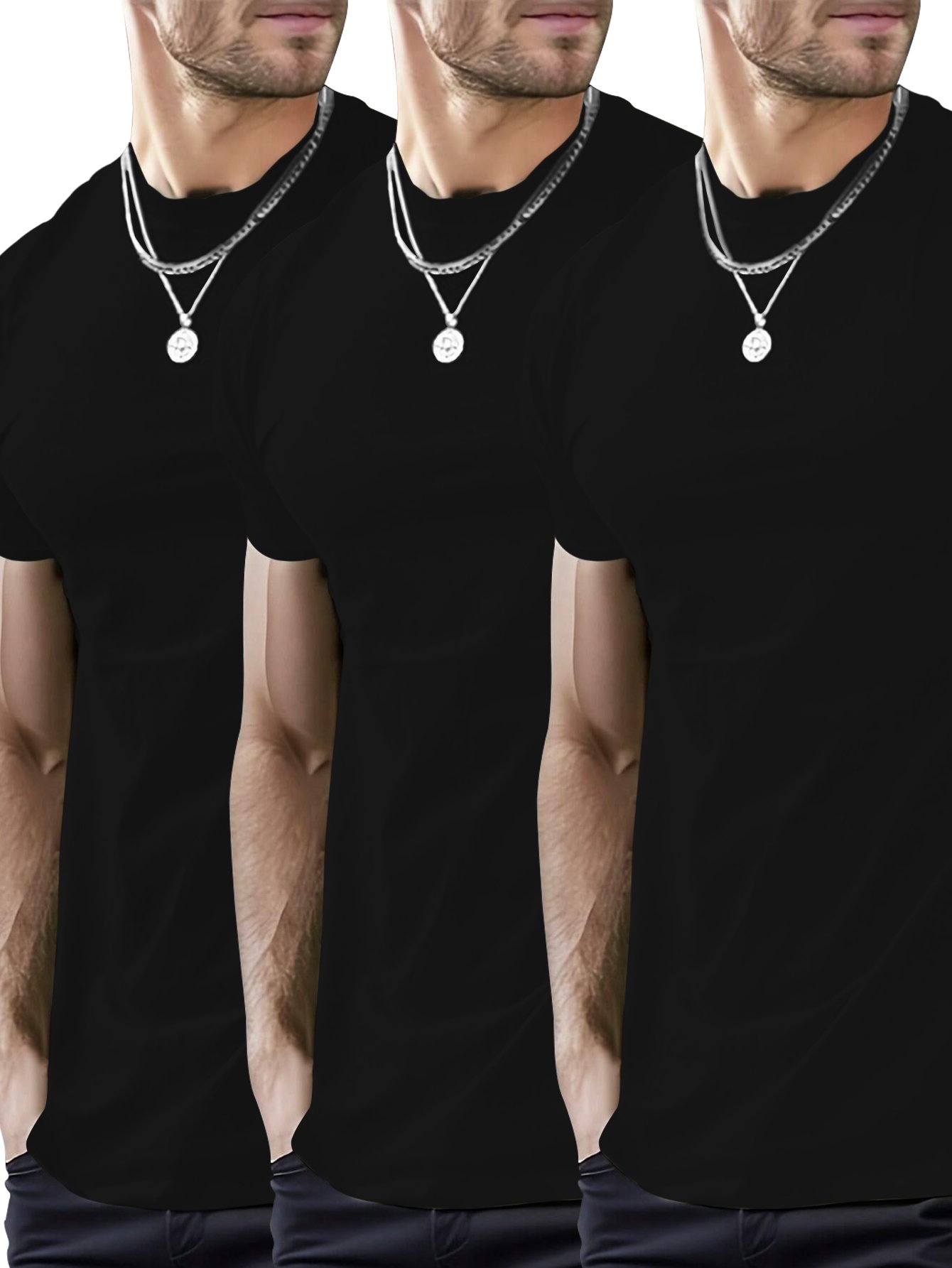 Pack of 3 - Solid Round Neck T-Shirt