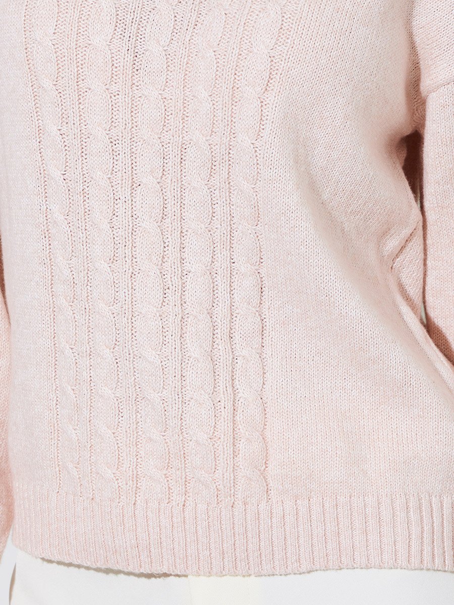 Light Pink Cable knit Regular Fit Sweater