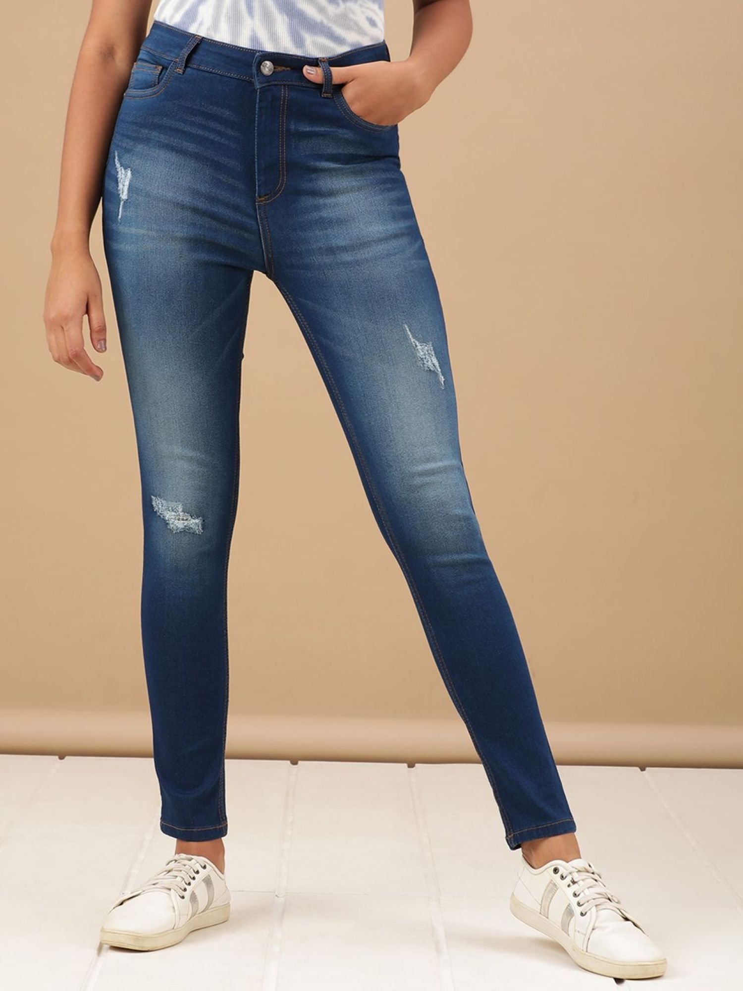 Blue Skinny Fit High-Rise Stretchable Jeans