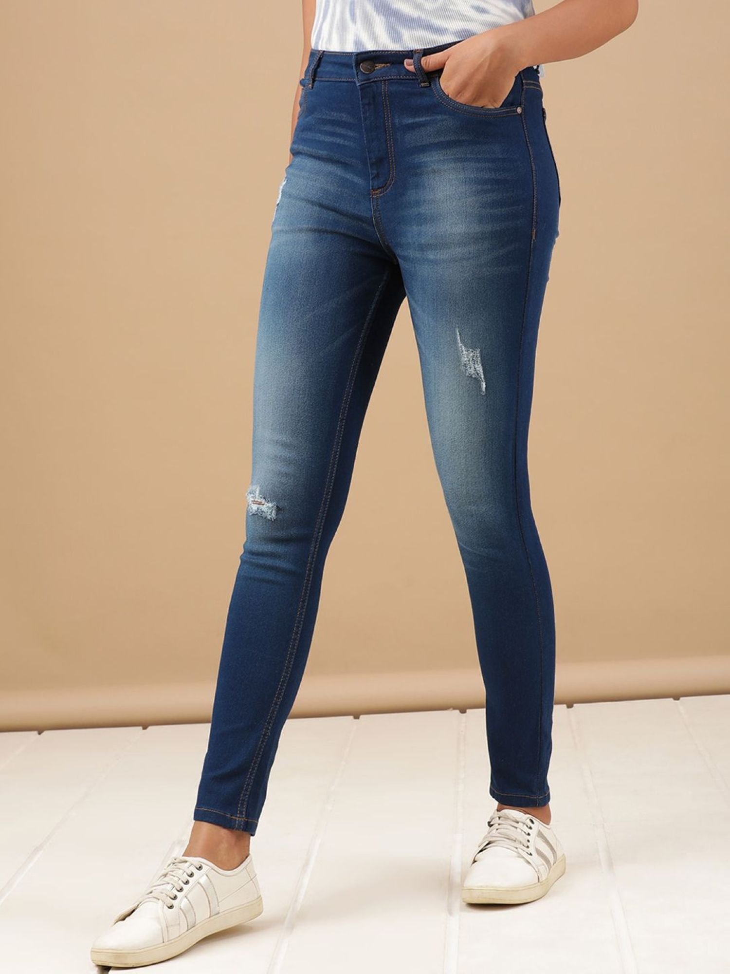 Blue Skinny Fit High-Rise Stretchable Jeans