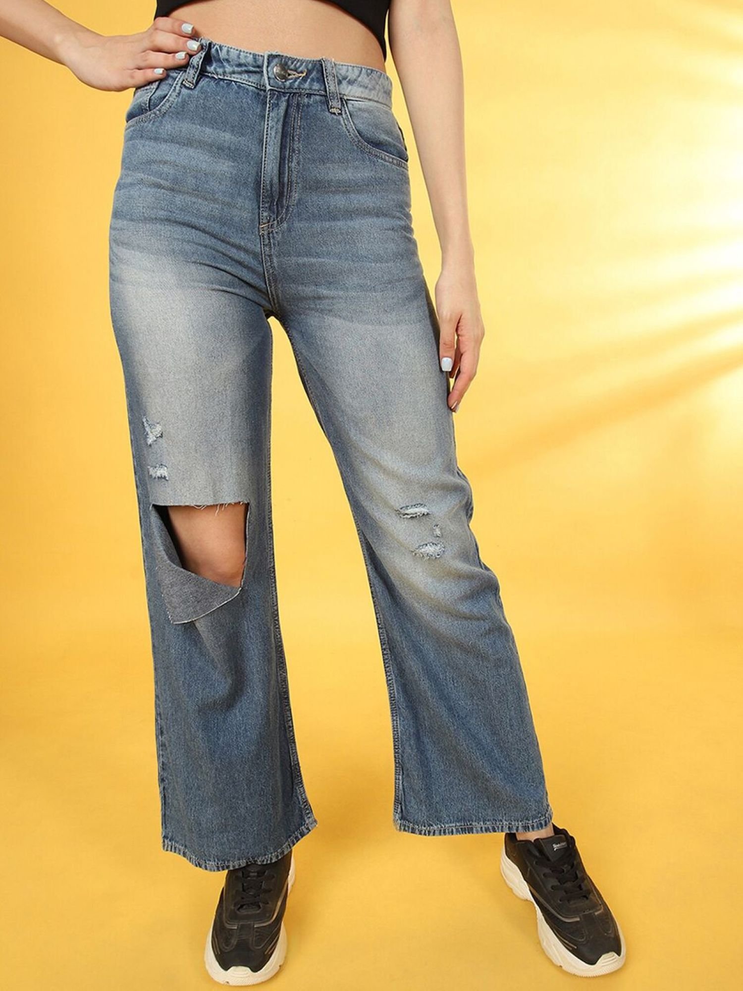 Blue High-Rise Flared Jeans
