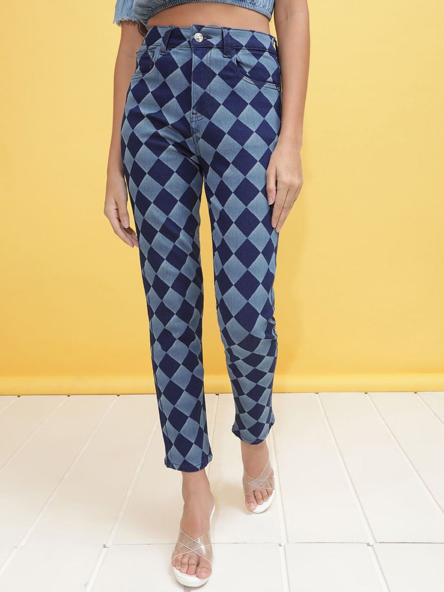 Blue Straight Fit High-Rise Stretchable Jeans
