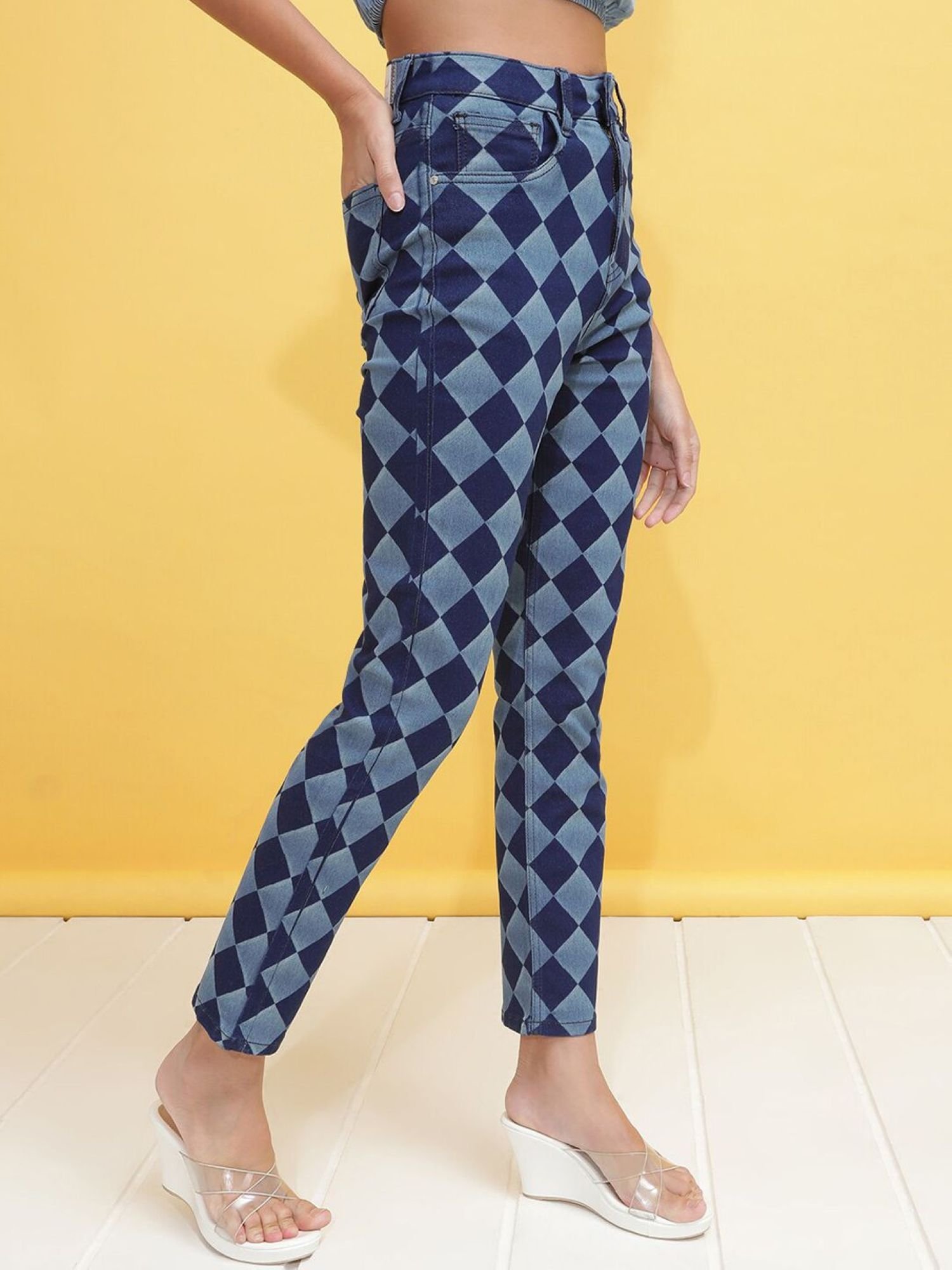 Blue Straight Fit High-Rise Stretchable Jeans