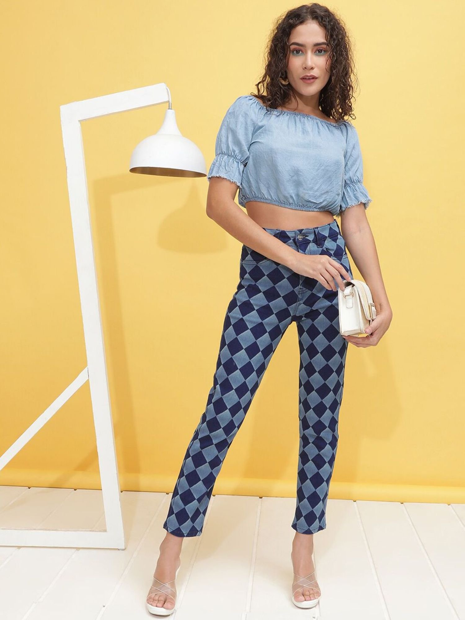 Blue Straight Fit High-Rise Stretchable Jeans