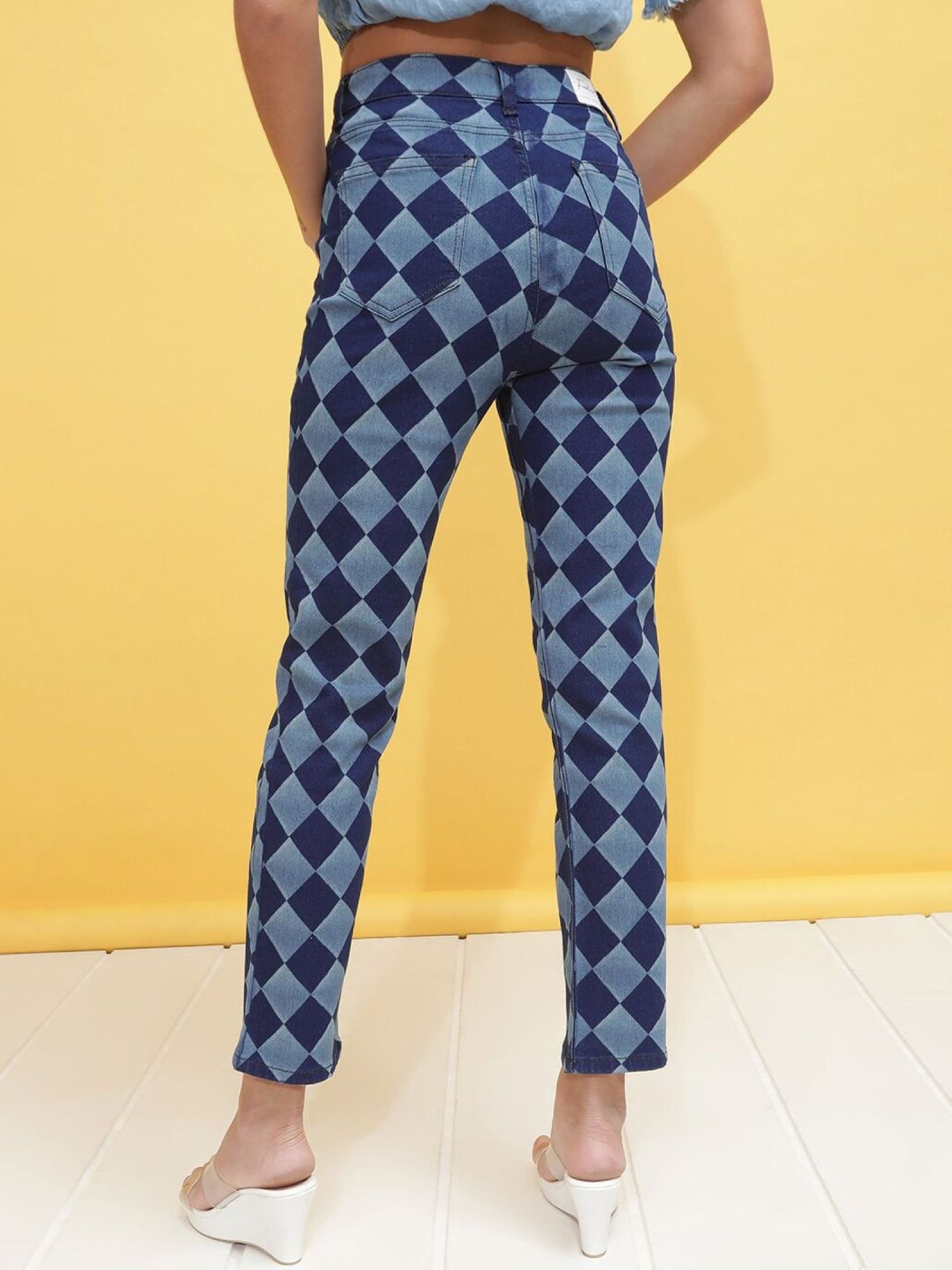 Blue Straight Fit High-Rise Stretchable Jeans