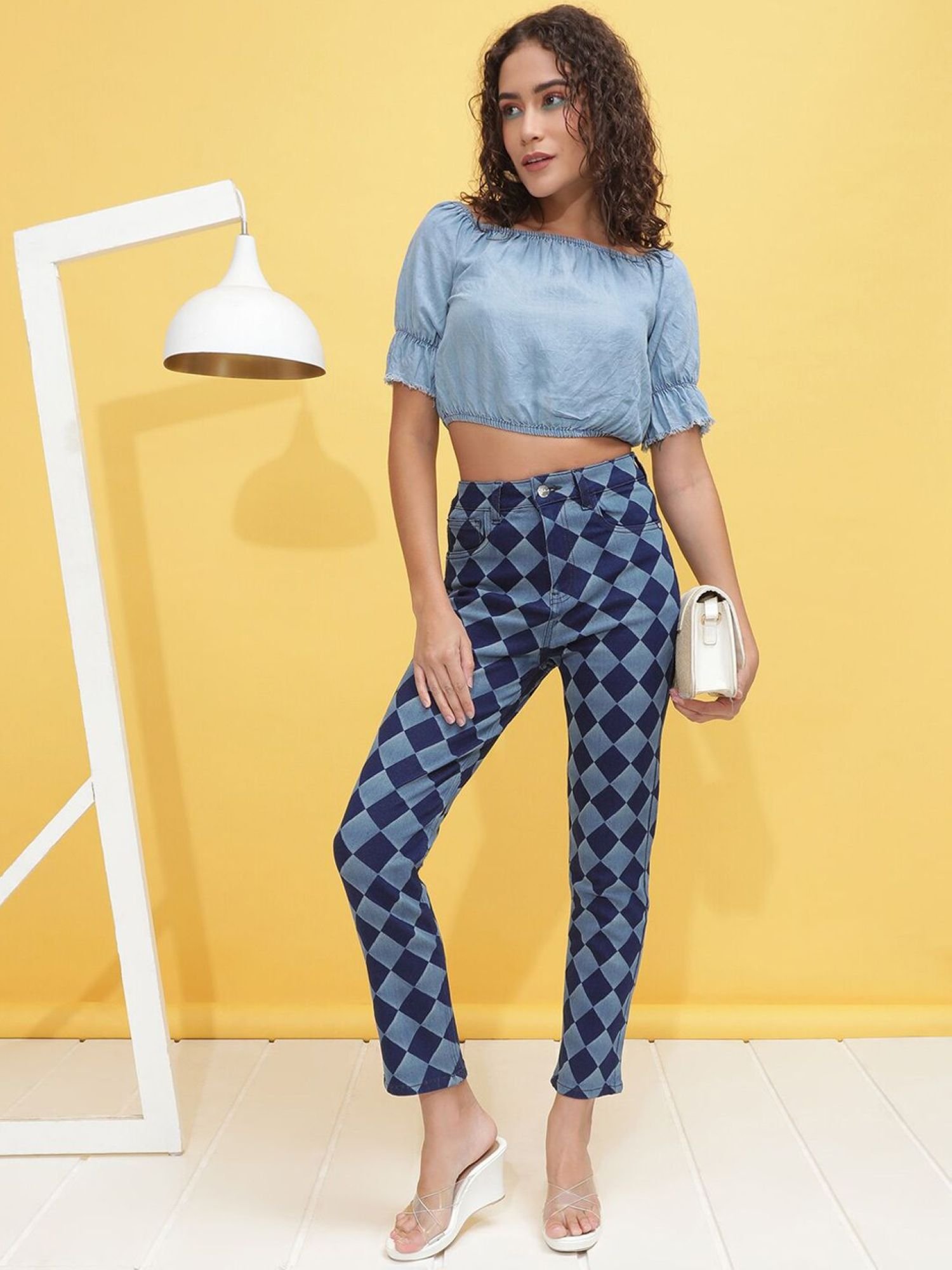 Blue Straight Fit High-Rise Stretchable Jeans
