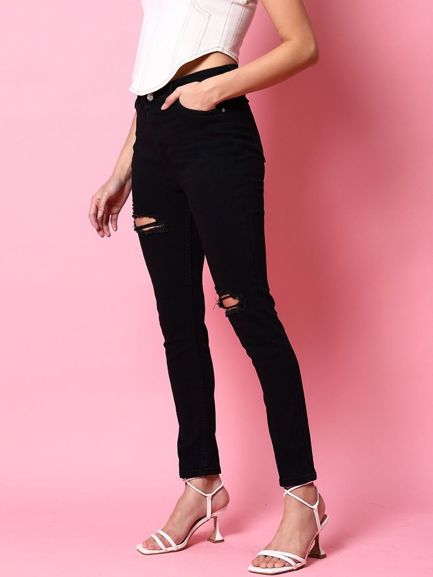 Black Skinny Fit High-Rise Stretchable Jeans