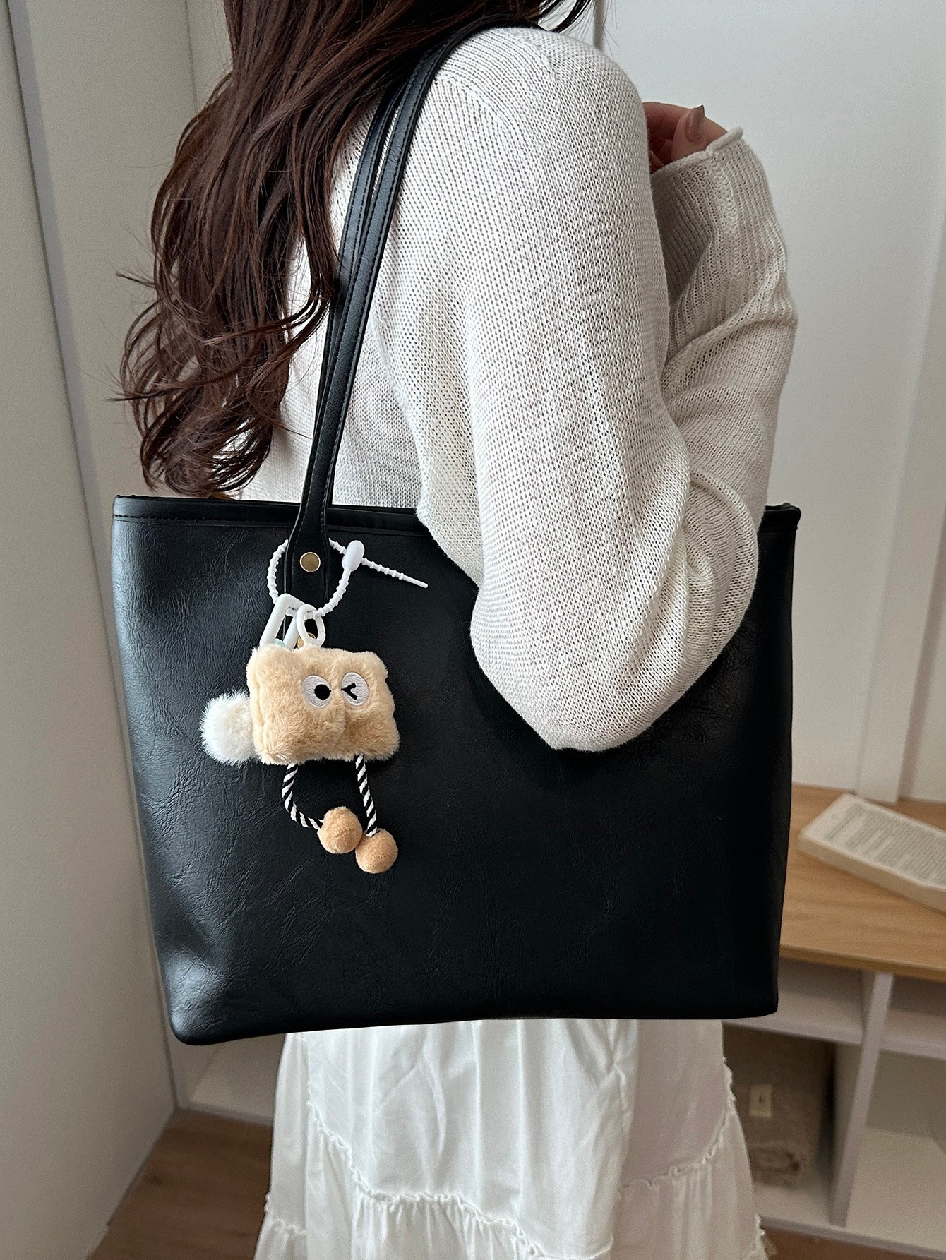 Black Tote Bag with Charm