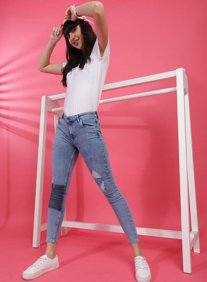 Blue Skinny Fit Mid-Rise Stretchable Jeans