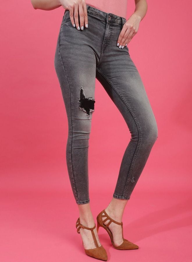 Grey Skinny Fit Mid-Rise Stretchable Jeans