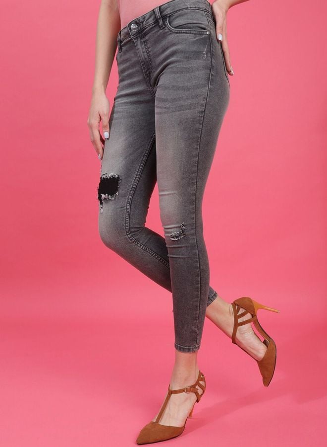 Grey Skinny Fit Mid-Rise Stretchable Jeans