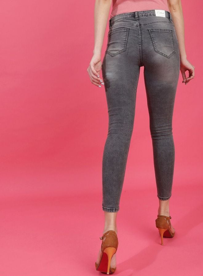 Grey Skinny Fit Mid-Rise Stretchable Jeans