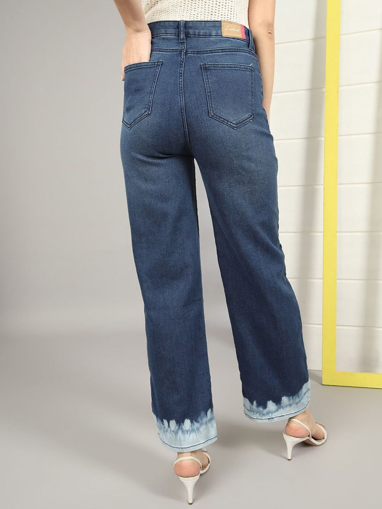 Blue Wide Leg High-Rise Stretchable Jeans