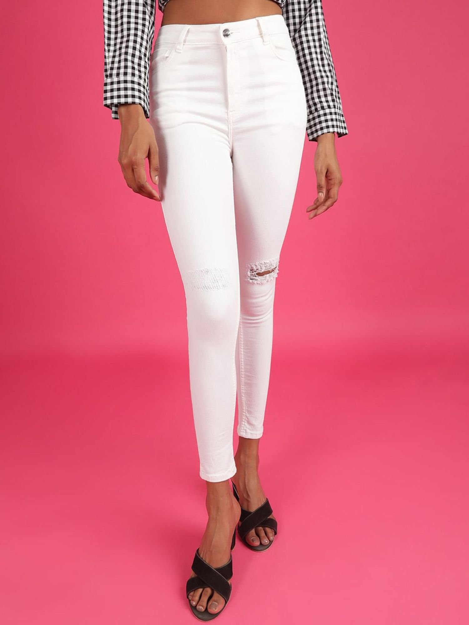 White Skinny Fit High-Rise Stretchable Jeans