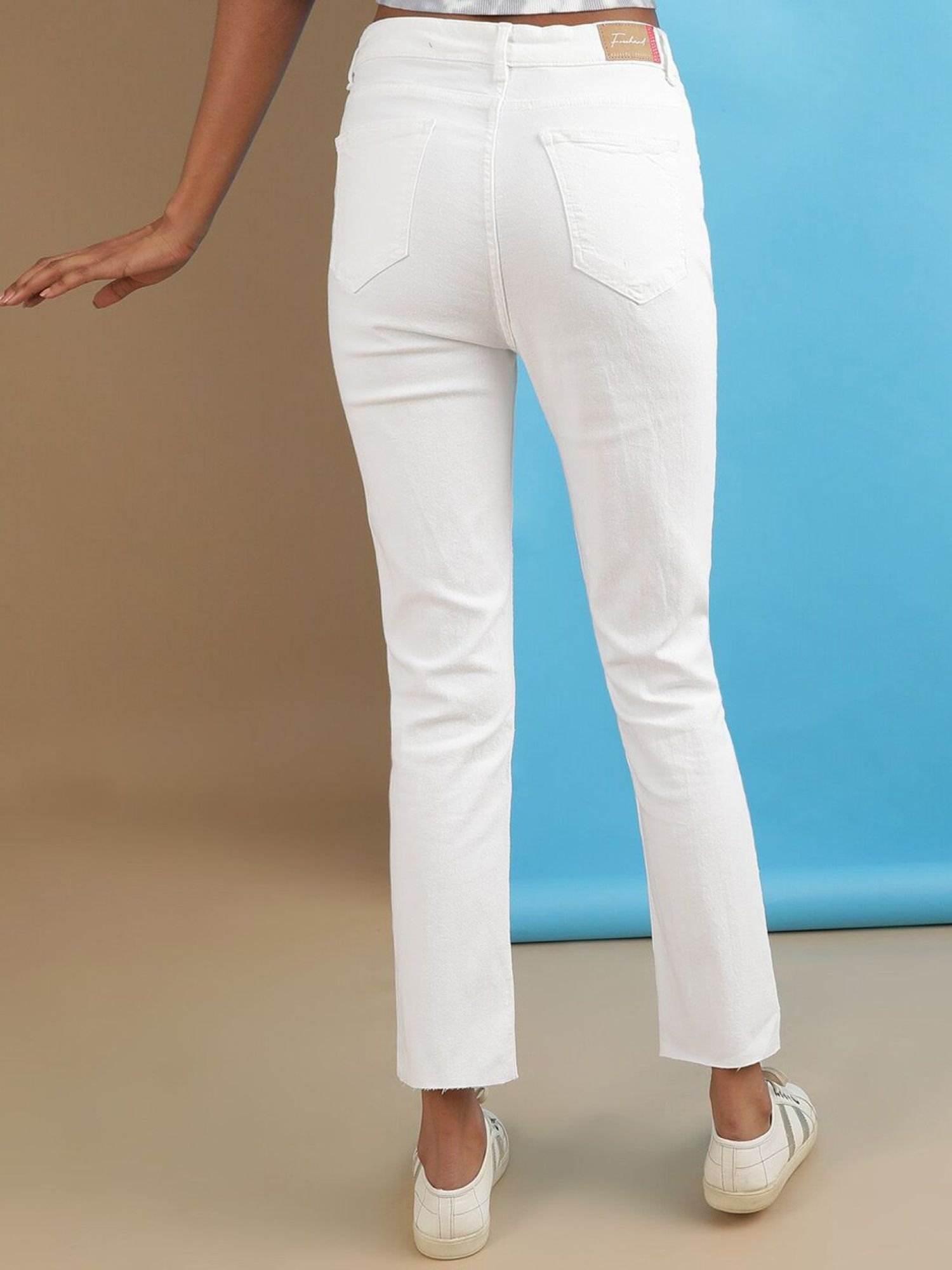 White Straight Fit High-Rise Stretchable Jeans