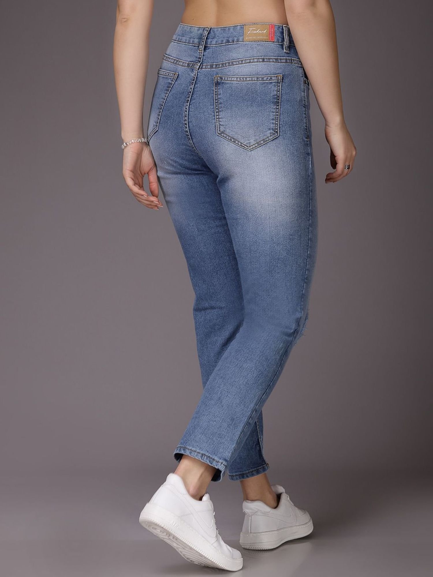 Blue Straight Fit High-Rise Stretchable Jeans