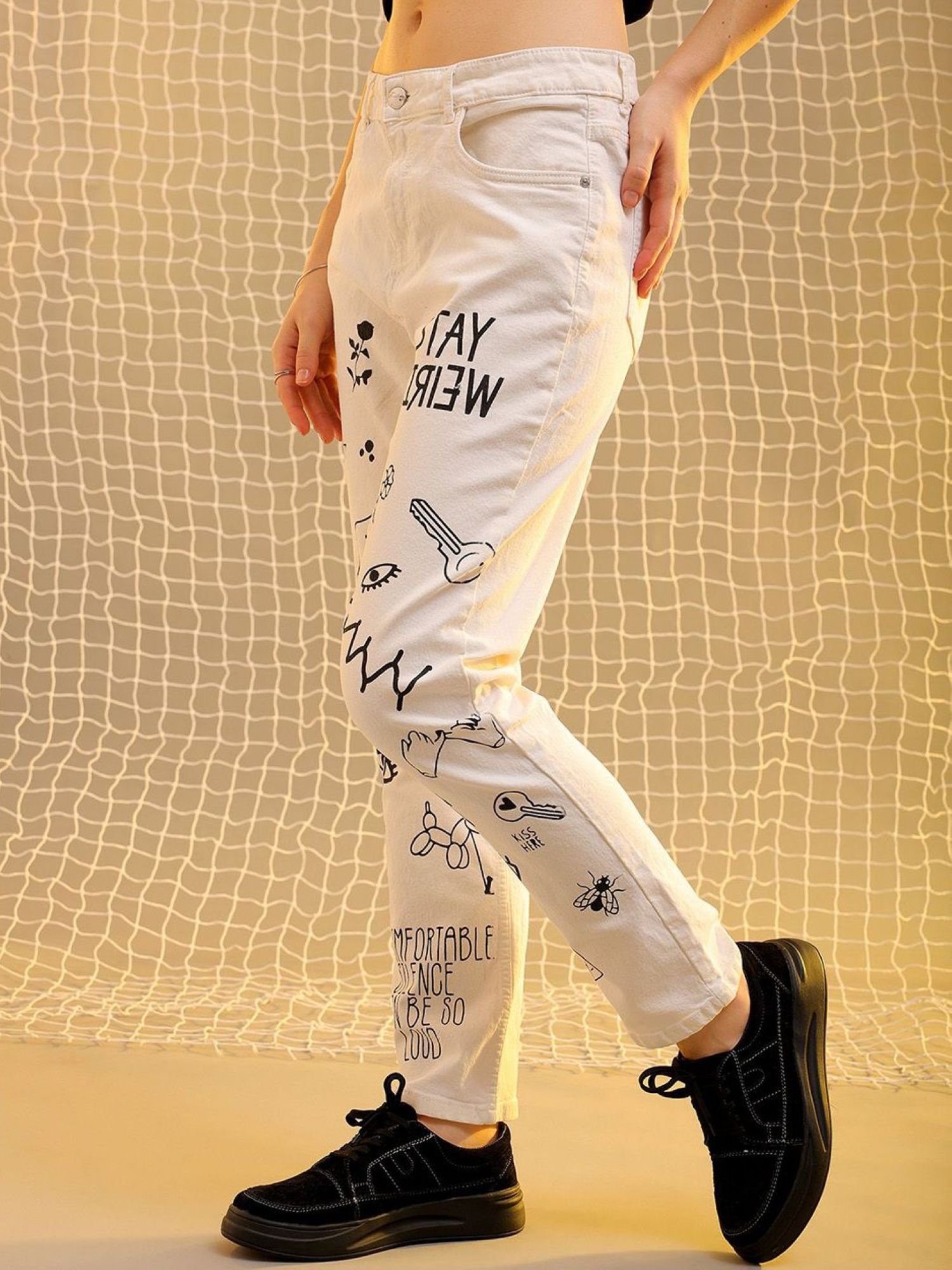 White Straight Fit High-Rise Stretchable Jeans