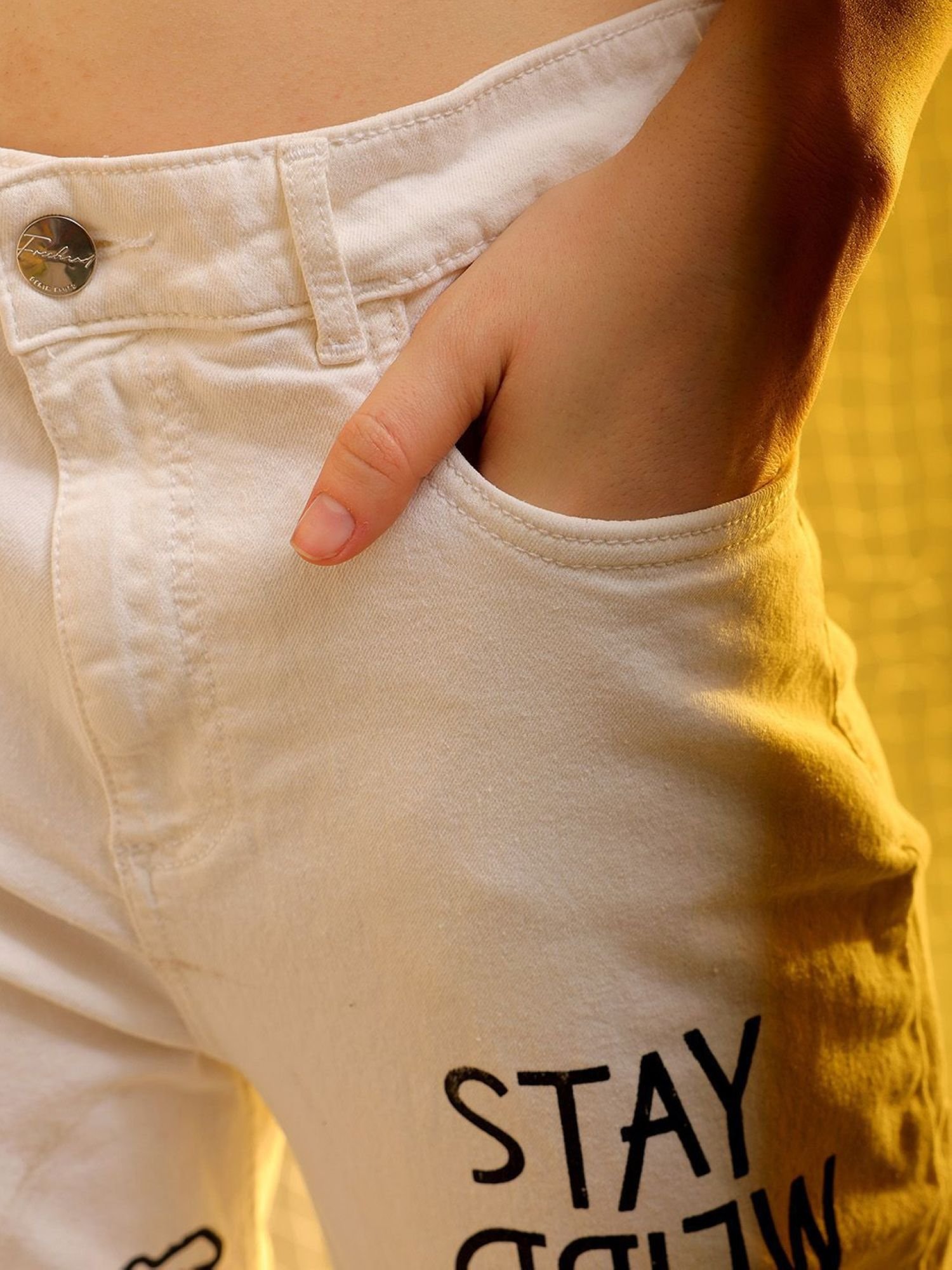 White Straight Fit High-Rise Stretchable Jeans