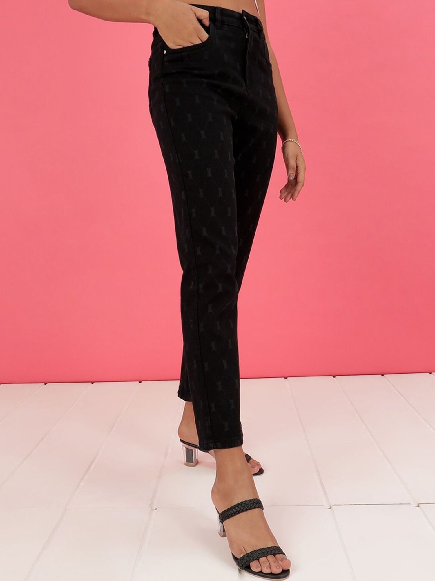 Black Straight Fit High-Rise Stretchable Jeans