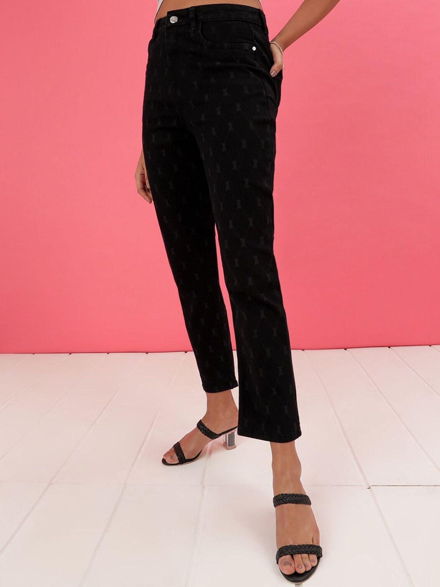 Black Straight Fit High-Rise Stretchable Jeans
