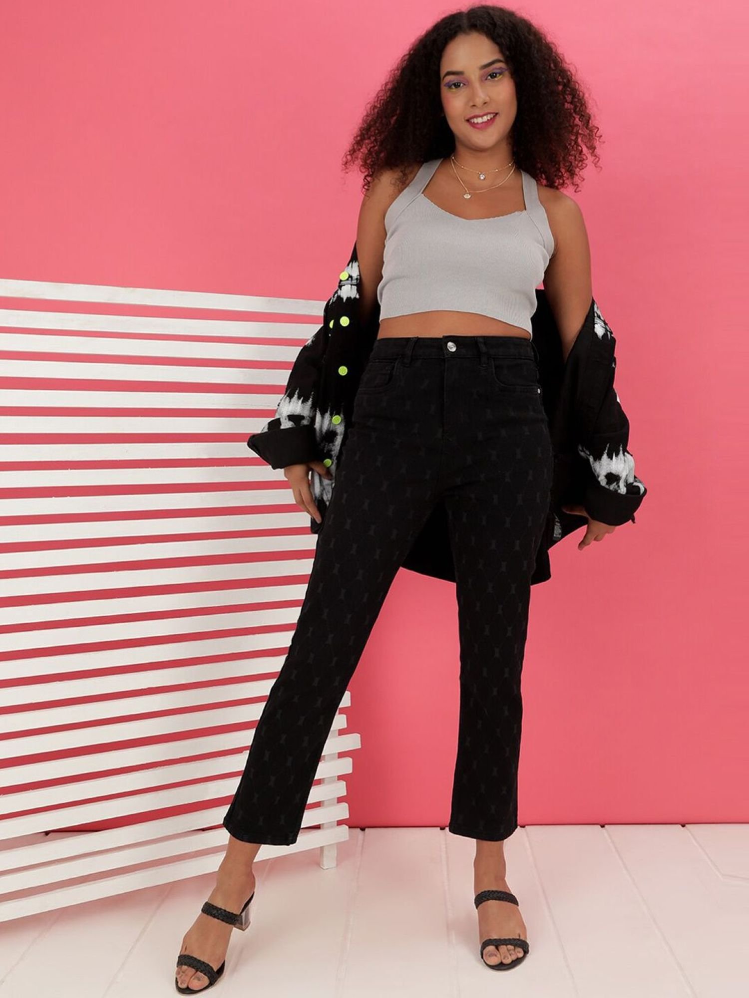Black Straight Fit High-Rise Stretchable Jeans