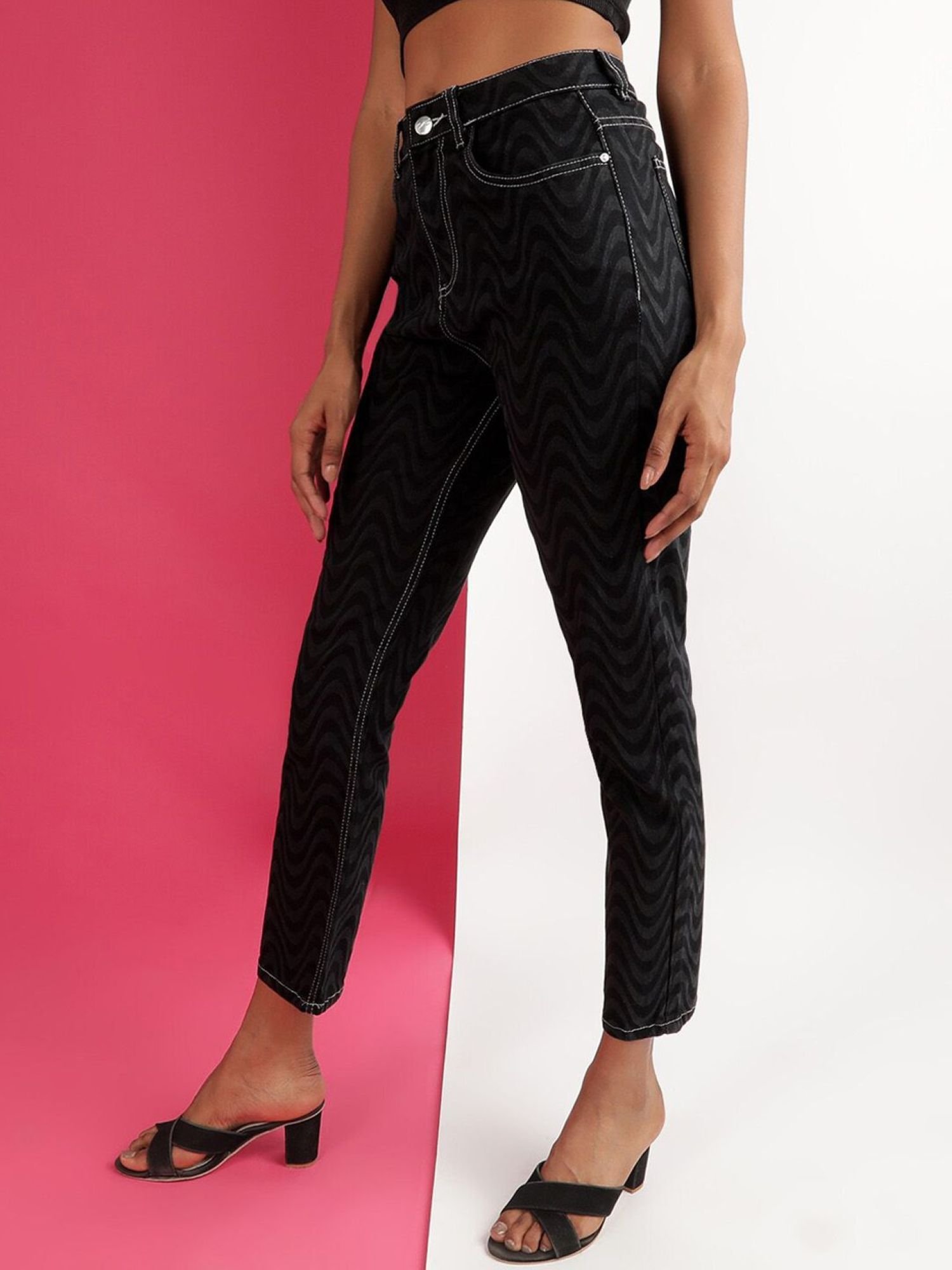 Grey Straight Fit High-Rise Stretchable Jeans