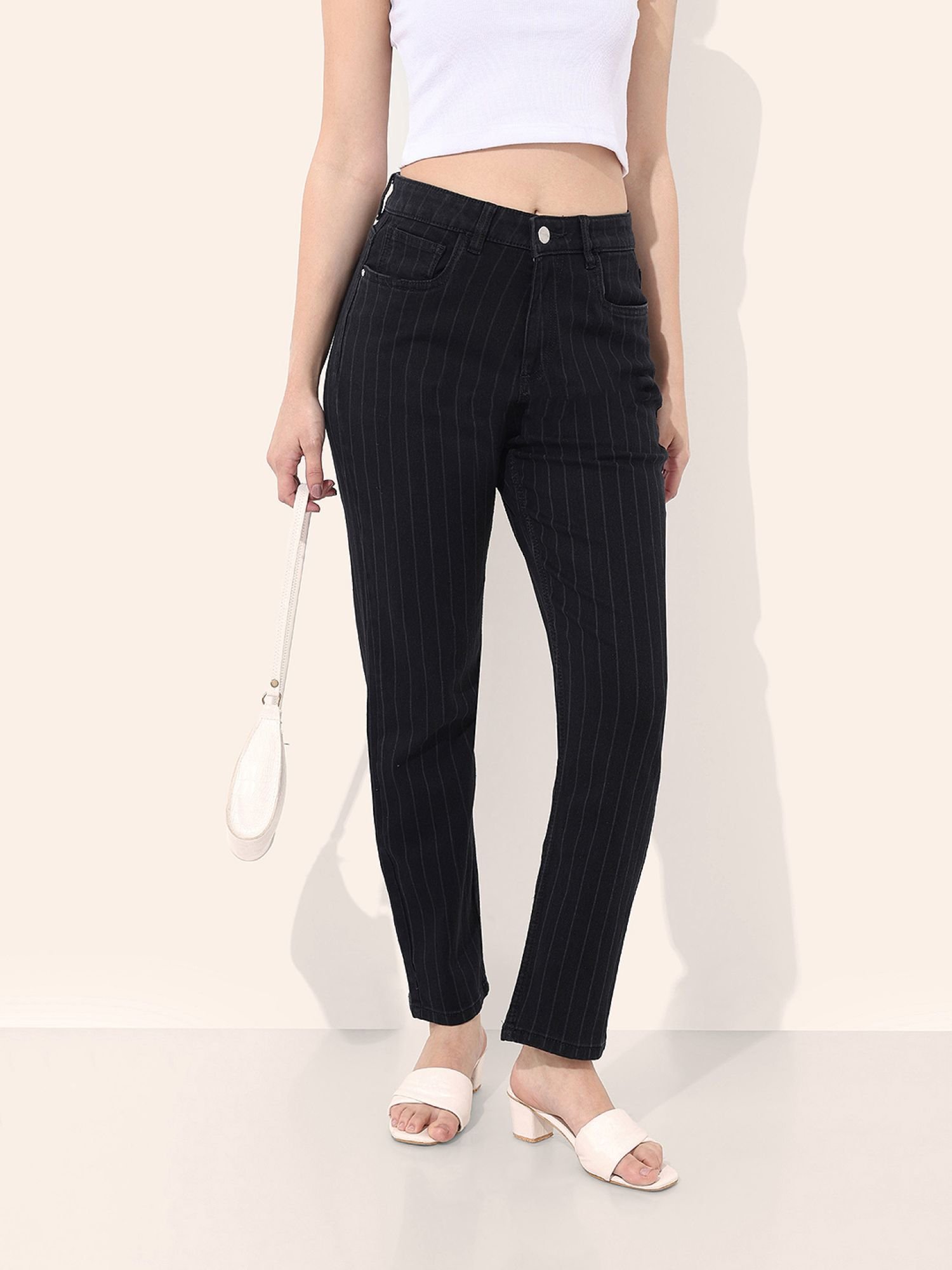 Black Straight Fit High-Rise Stretchable Jeans