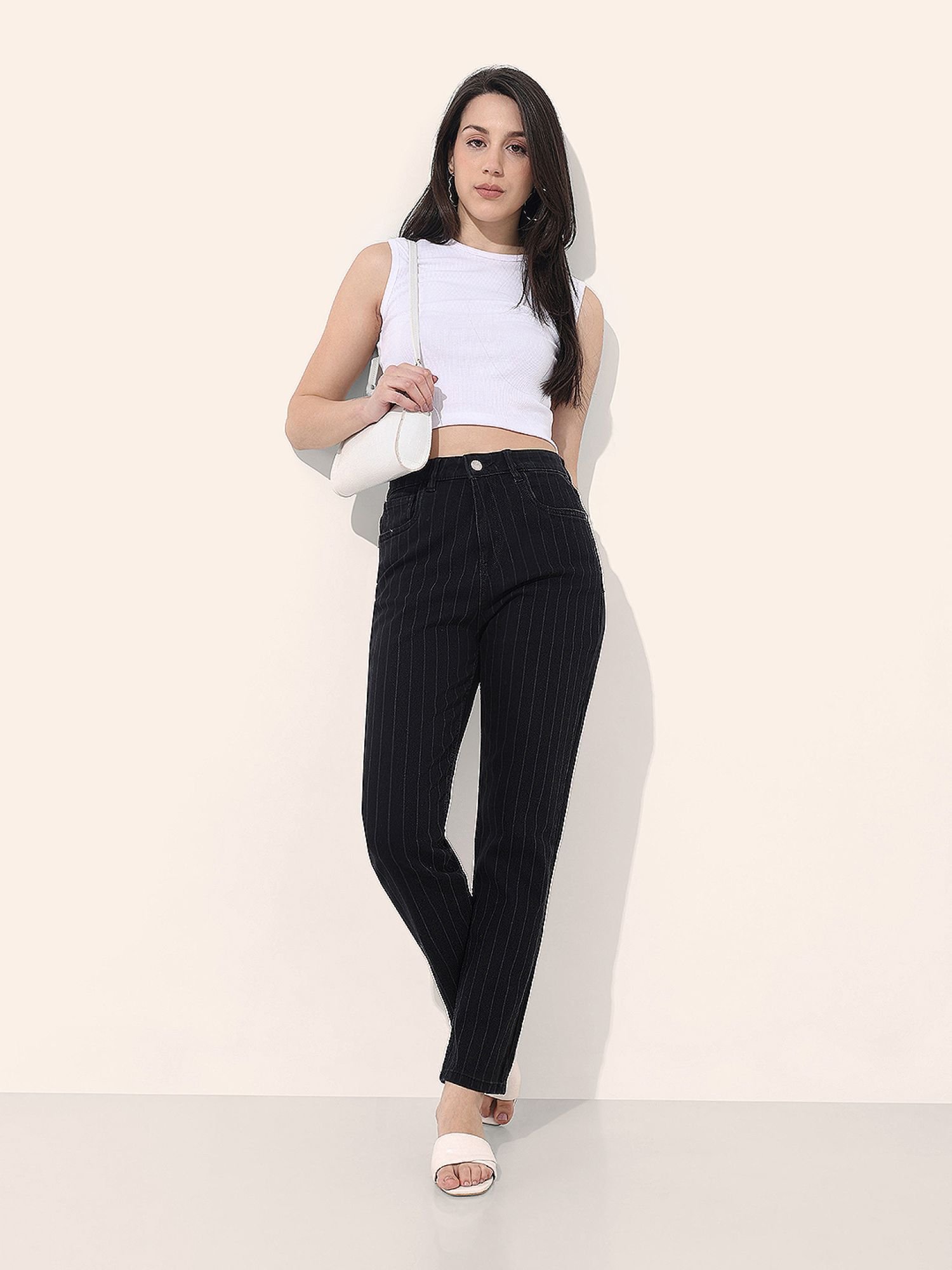 Black Straight Fit High-Rise Stretchable Jeans
