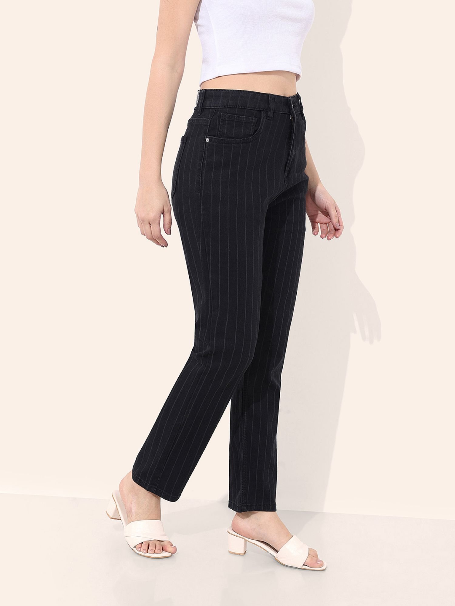 Black Straight Fit High-Rise Stretchable Jeans