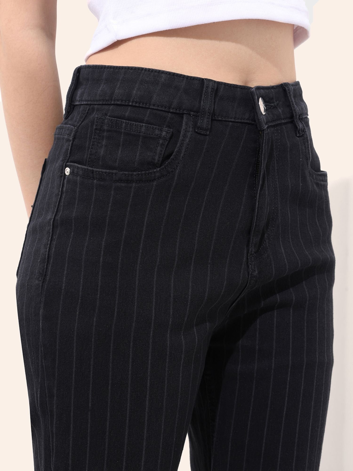 Black Straight Fit High-Rise Stretchable Jeans