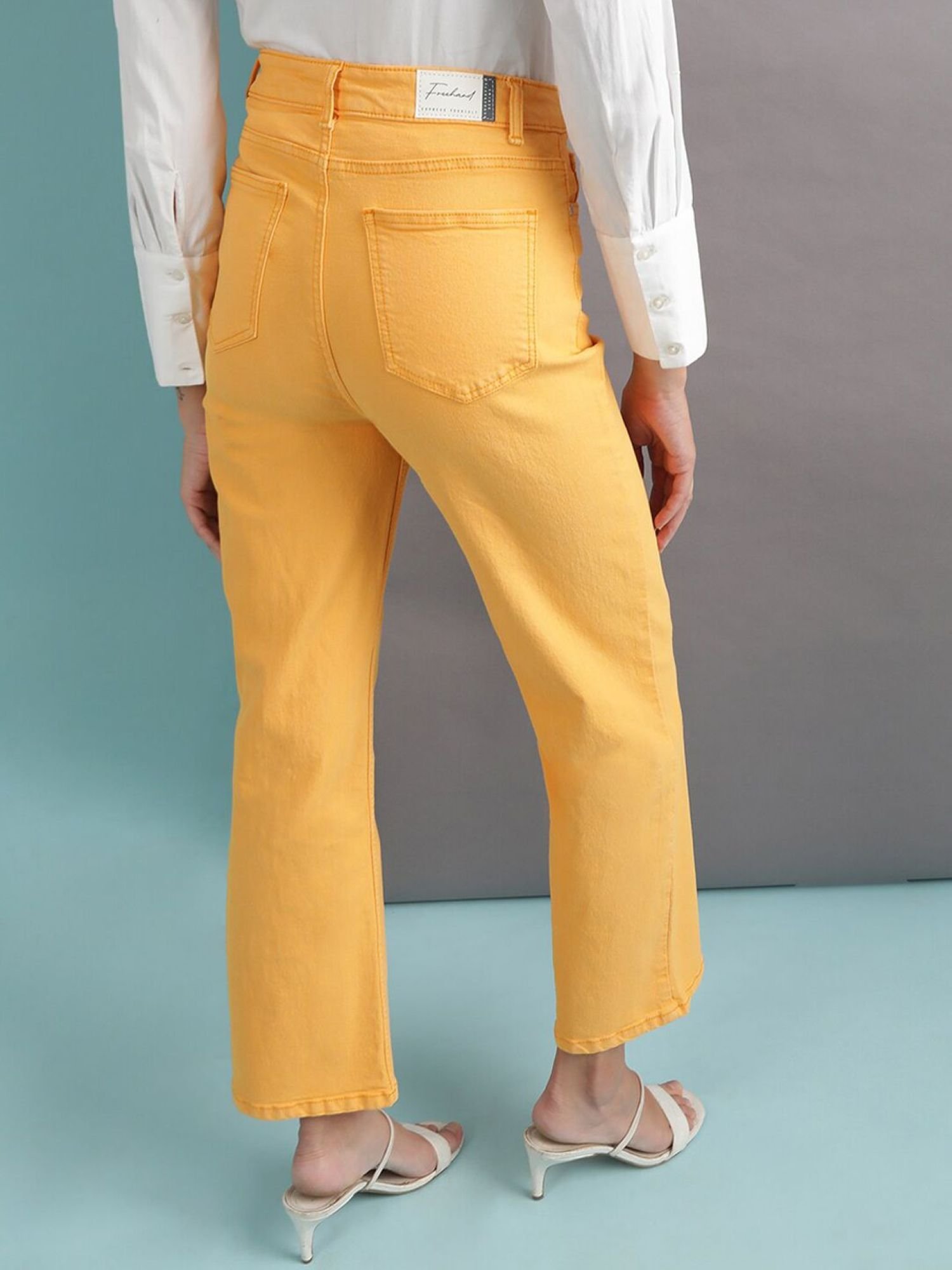 Yellow Wide Leg High-Rise Stretchable Jeans