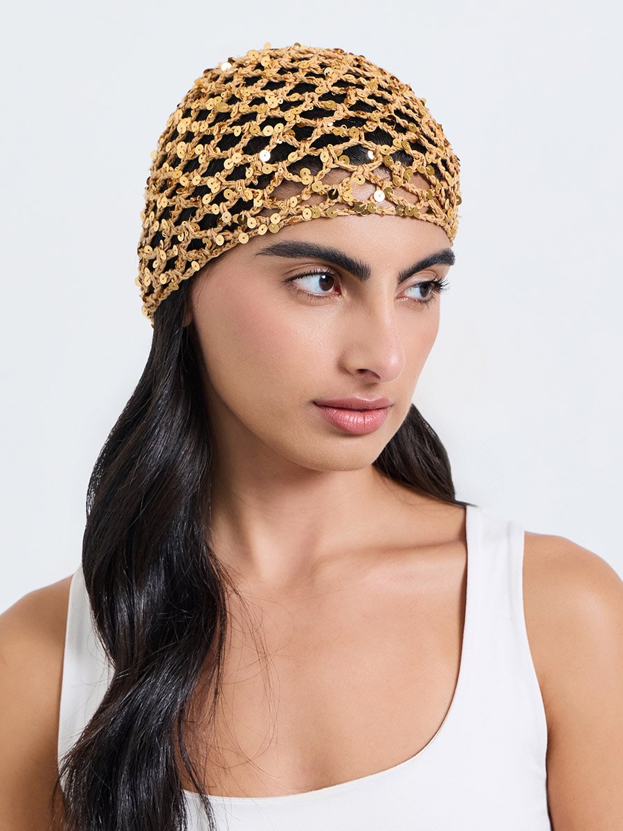 Brown Sparkling Sequin Beanie