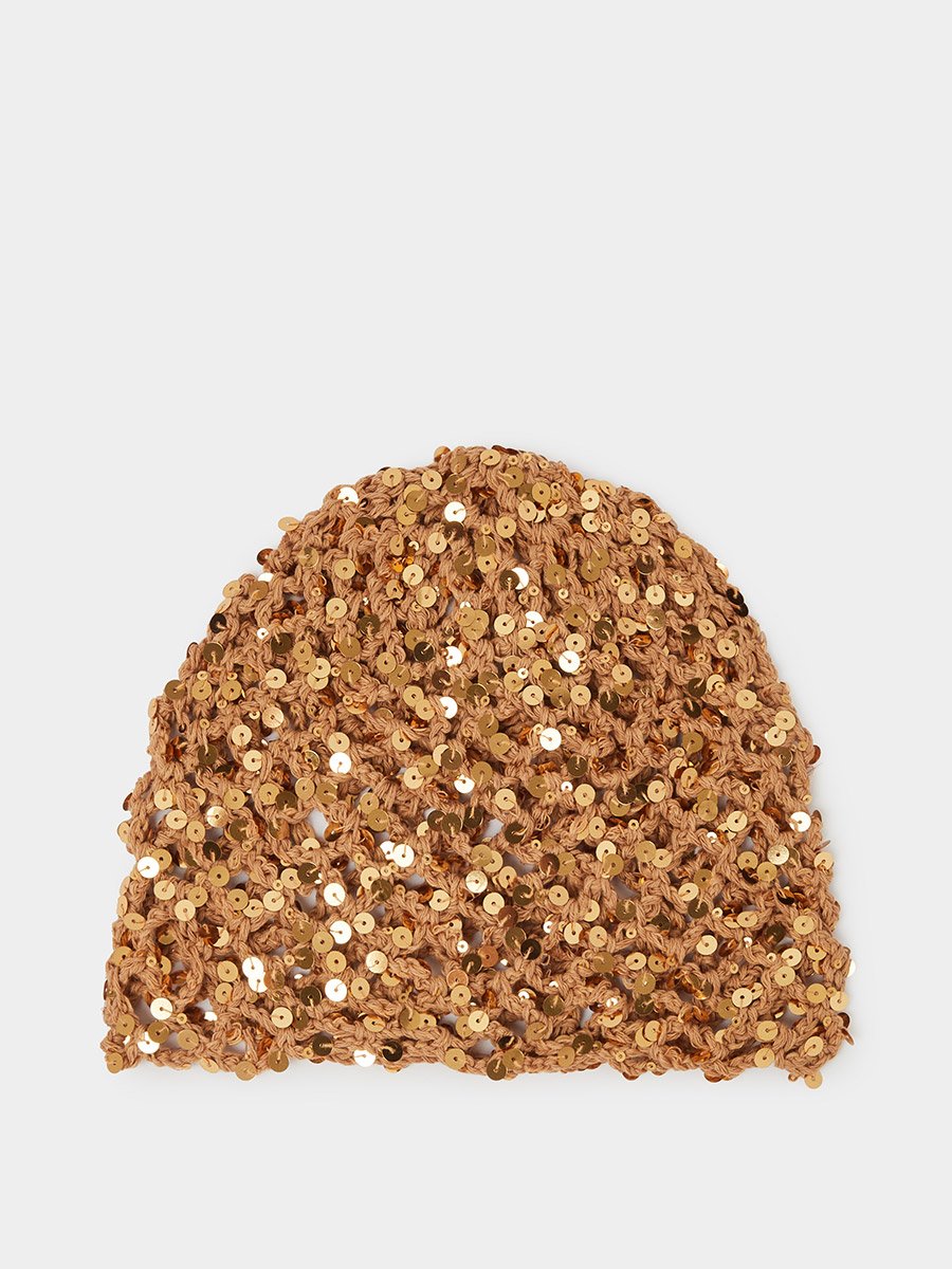 Brown Sparkling Sequin Beanie