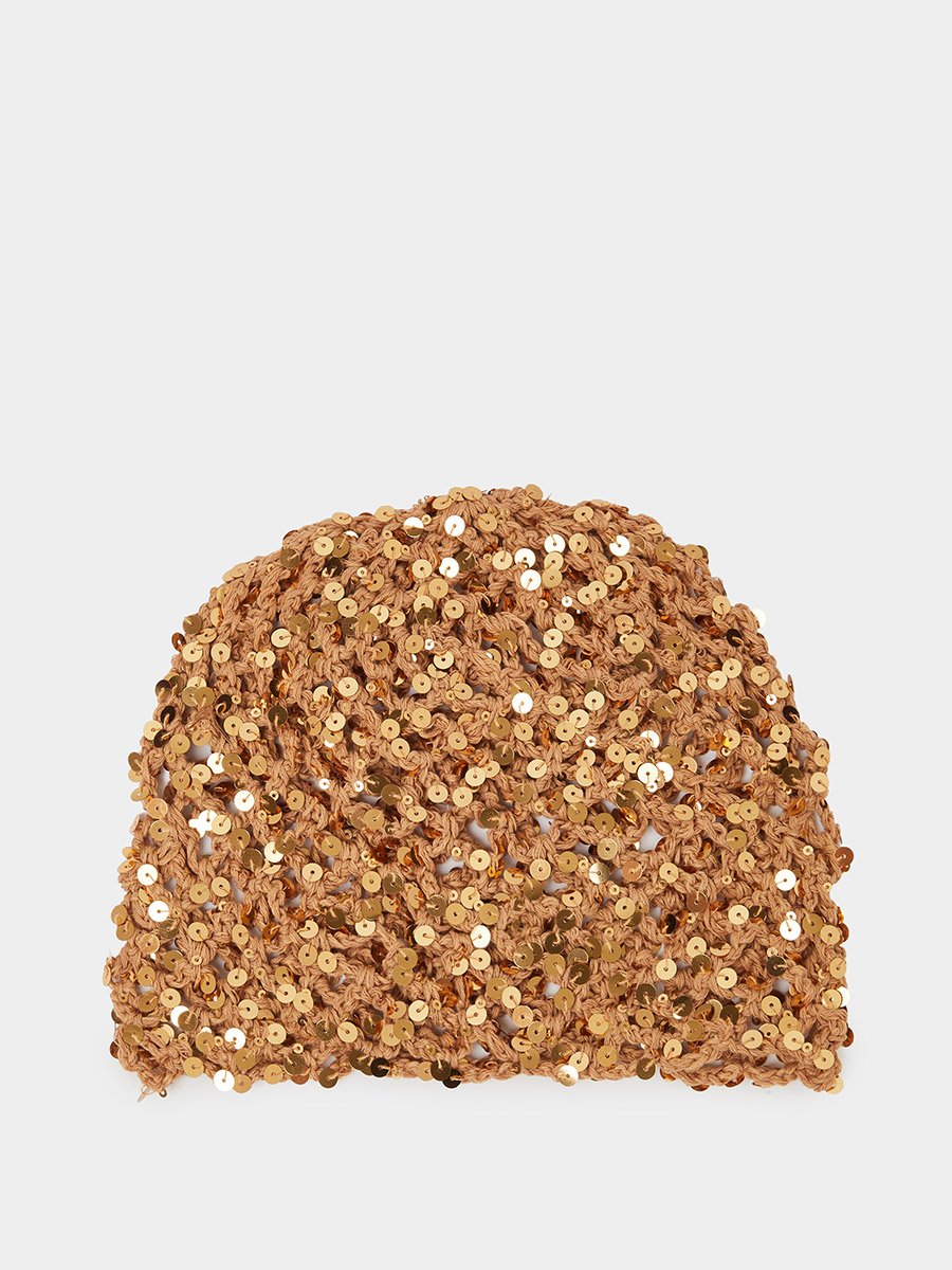 Brown Sparkling Sequin Beanie